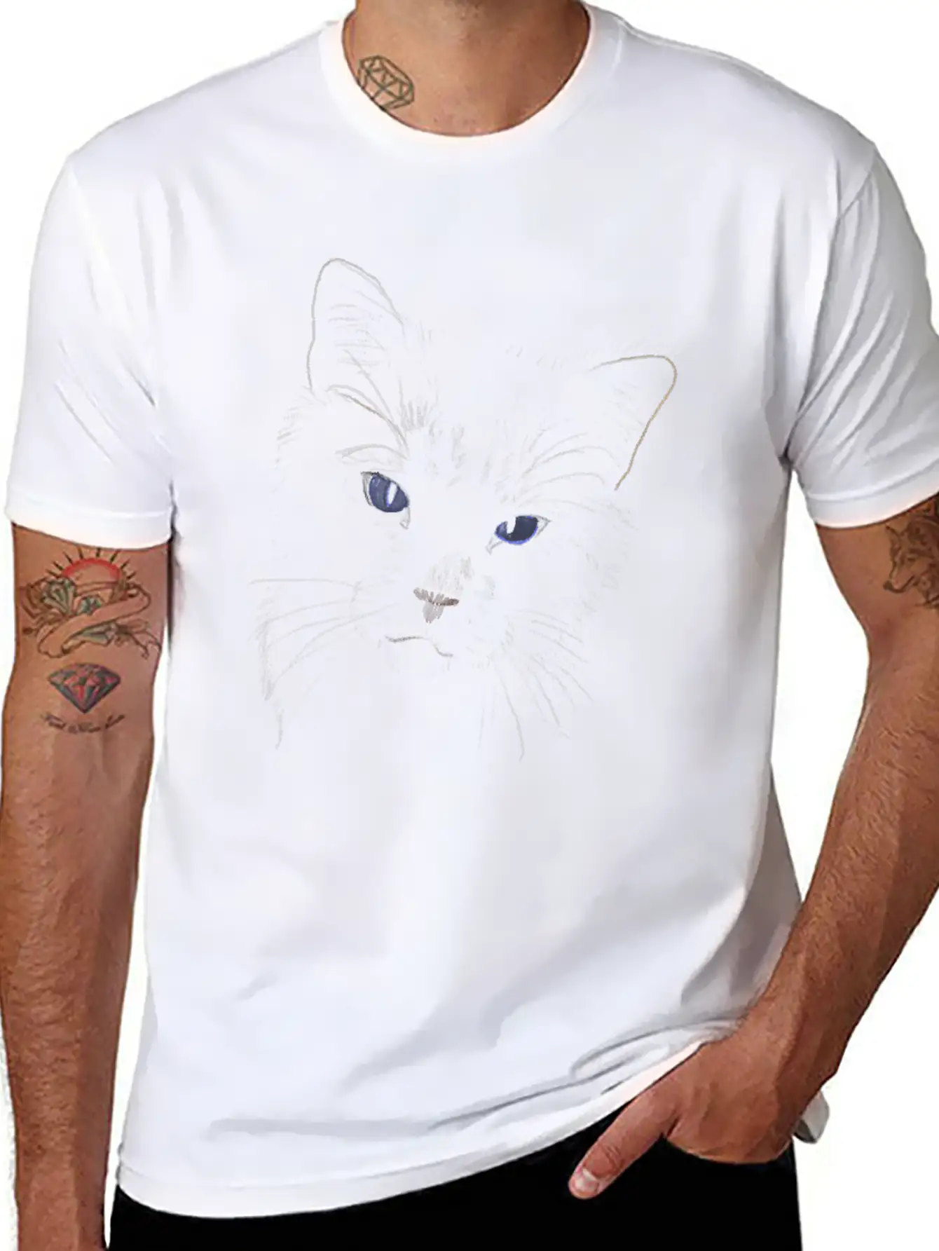 "Puff" Jamie's Hand-Drawn Cat Collection Classic Cotton Tee – Unisex Comfort For Any Season