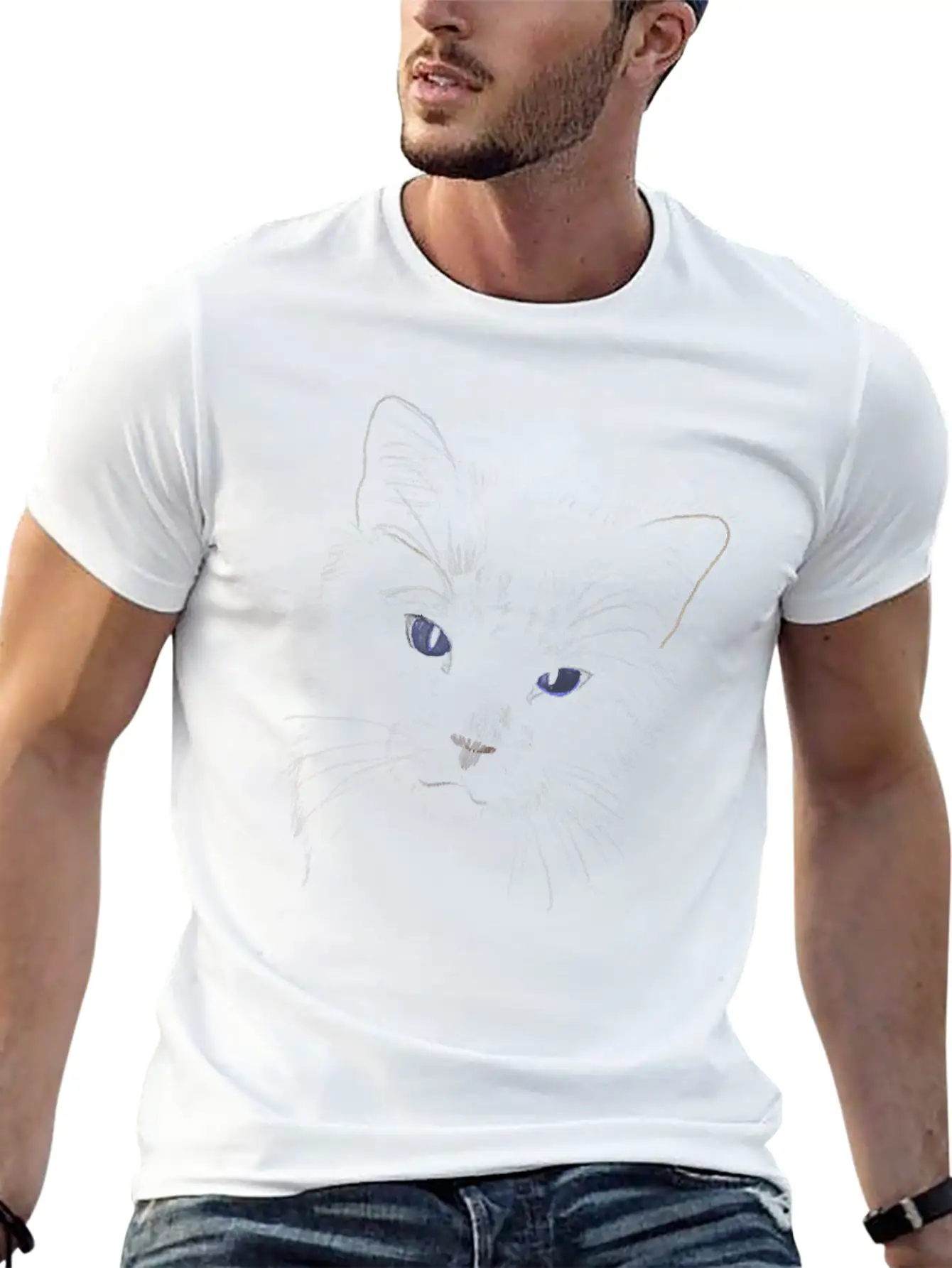 "Puff" Jamie's Hand-Drawn Cat Collection Classic Cotton Tee – Unisex Comfort For Any Season
