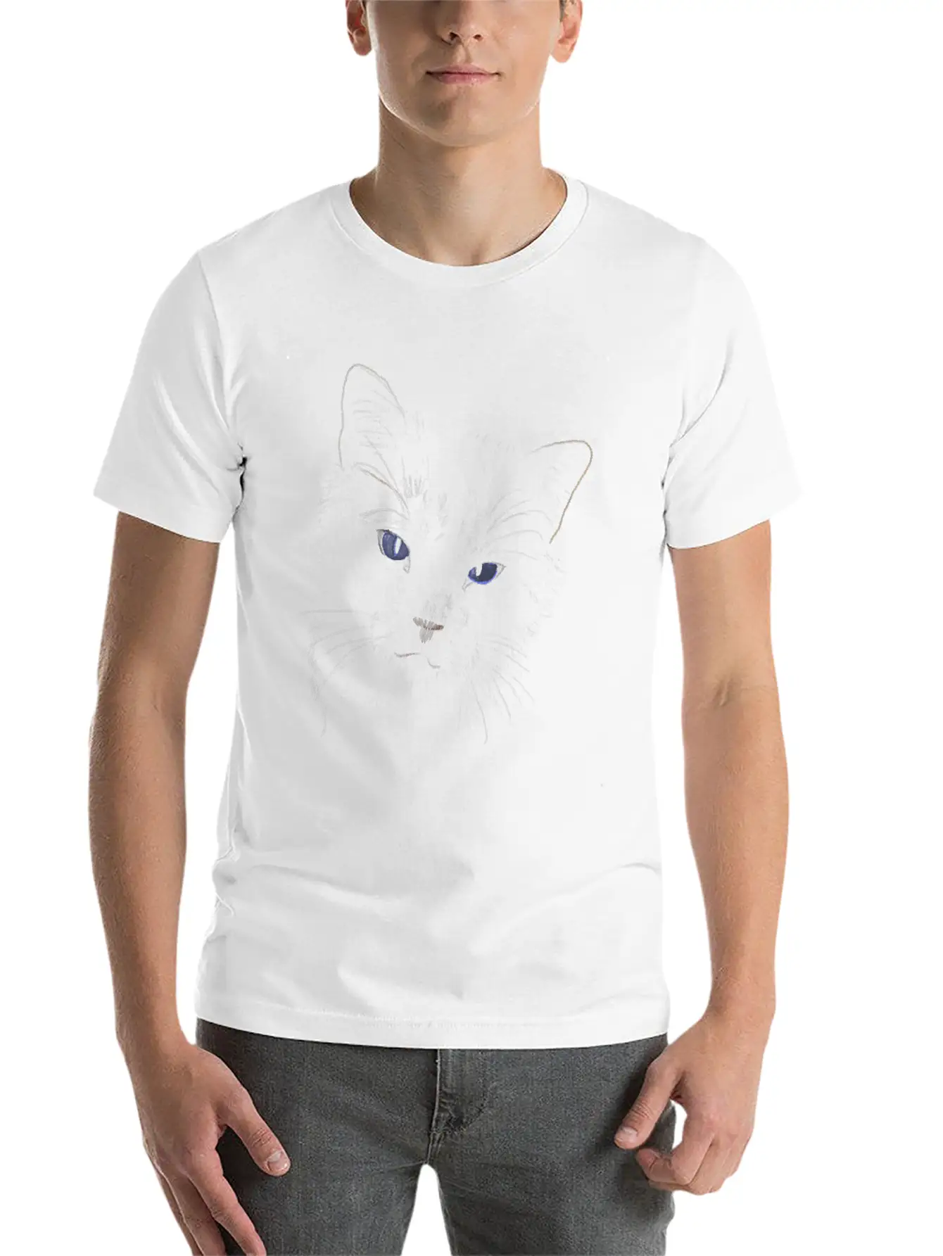 "Puff" Jamie's Hand-Drawn Cat Collection Classic Cotton Tee – Unisex Comfort For Any Season
