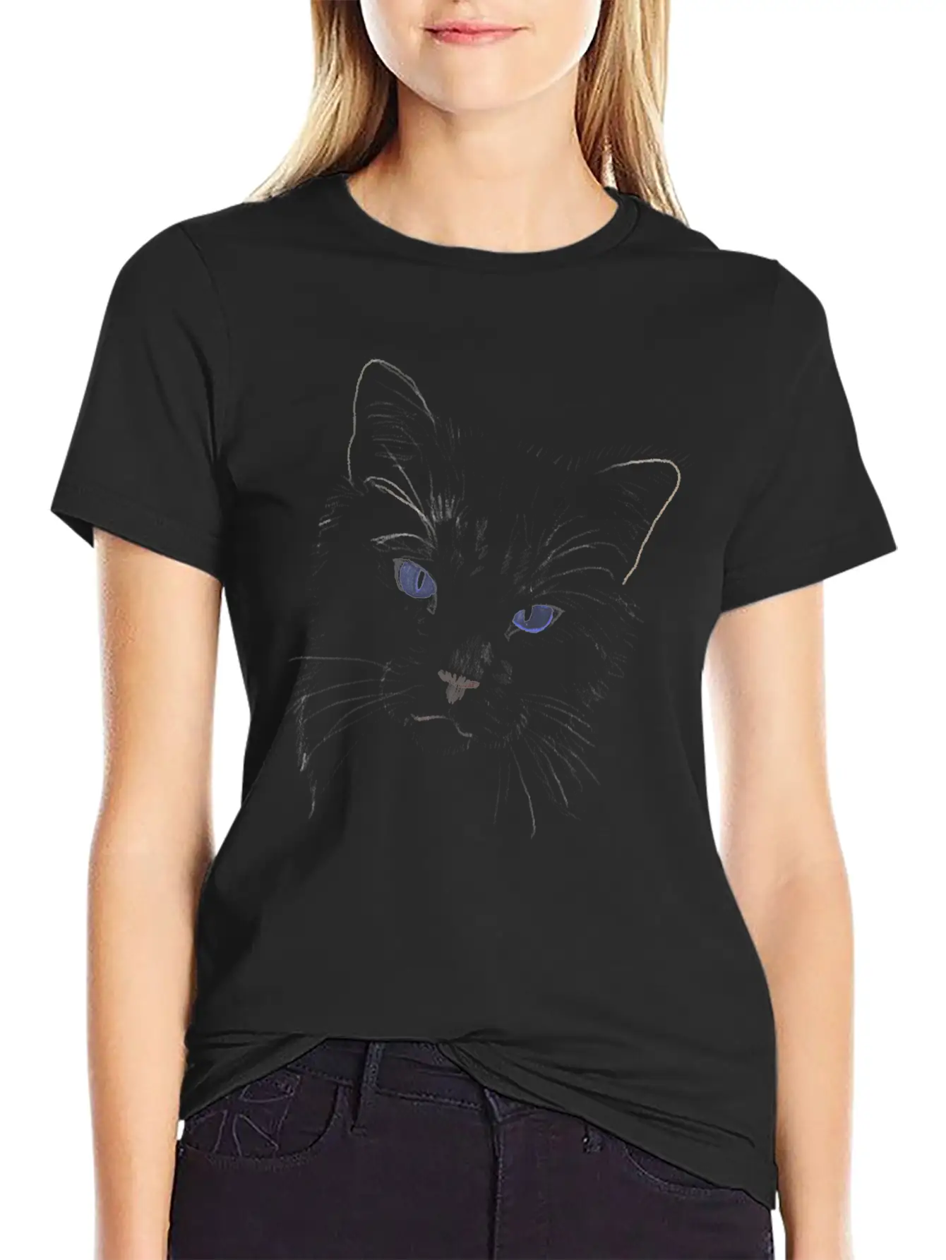 "Puff" Jamie's Hand-Drawn Cat Collection Classic Cotton Tee – Unisex Comfort For Any Season