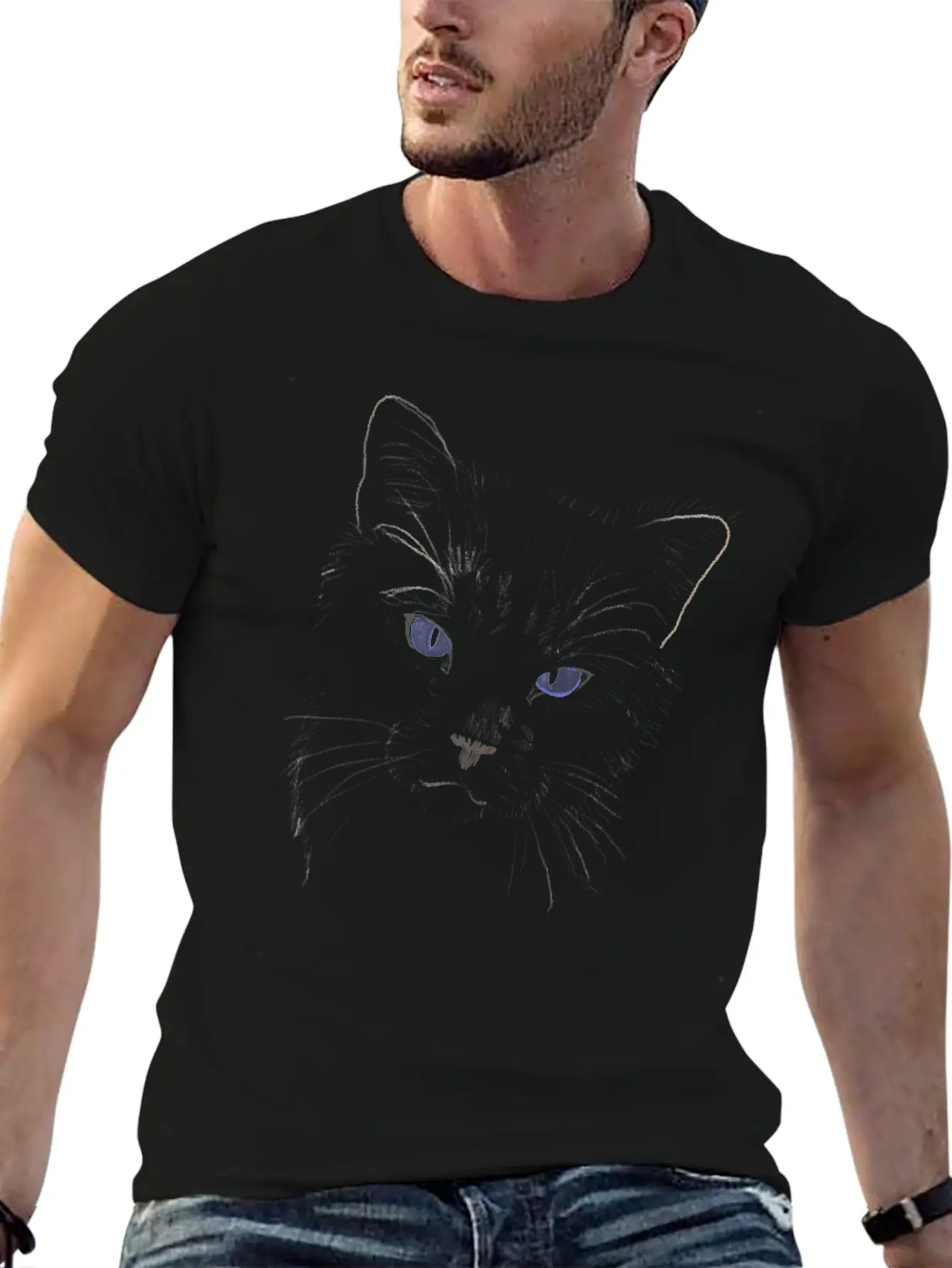 "Puff" Jamie's Hand-Drawn Cat Collection Classic Cotton Tee – Unisex Comfort For Any Season