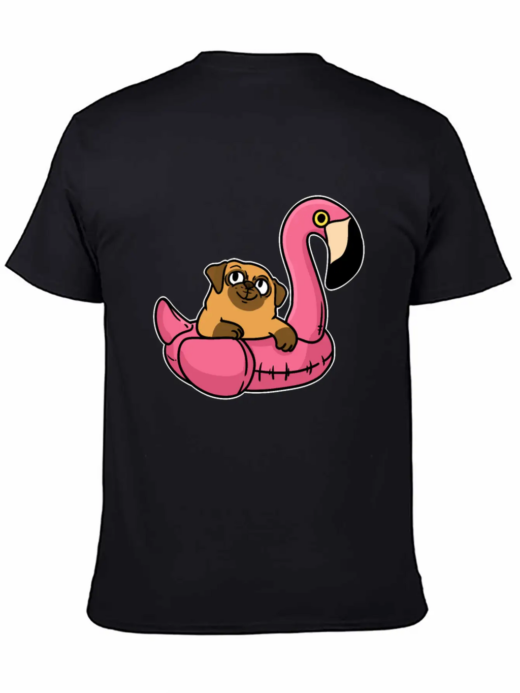 Pug On Flamingo Relaxed Everyday Tee – Lightweight And Durable Cotton