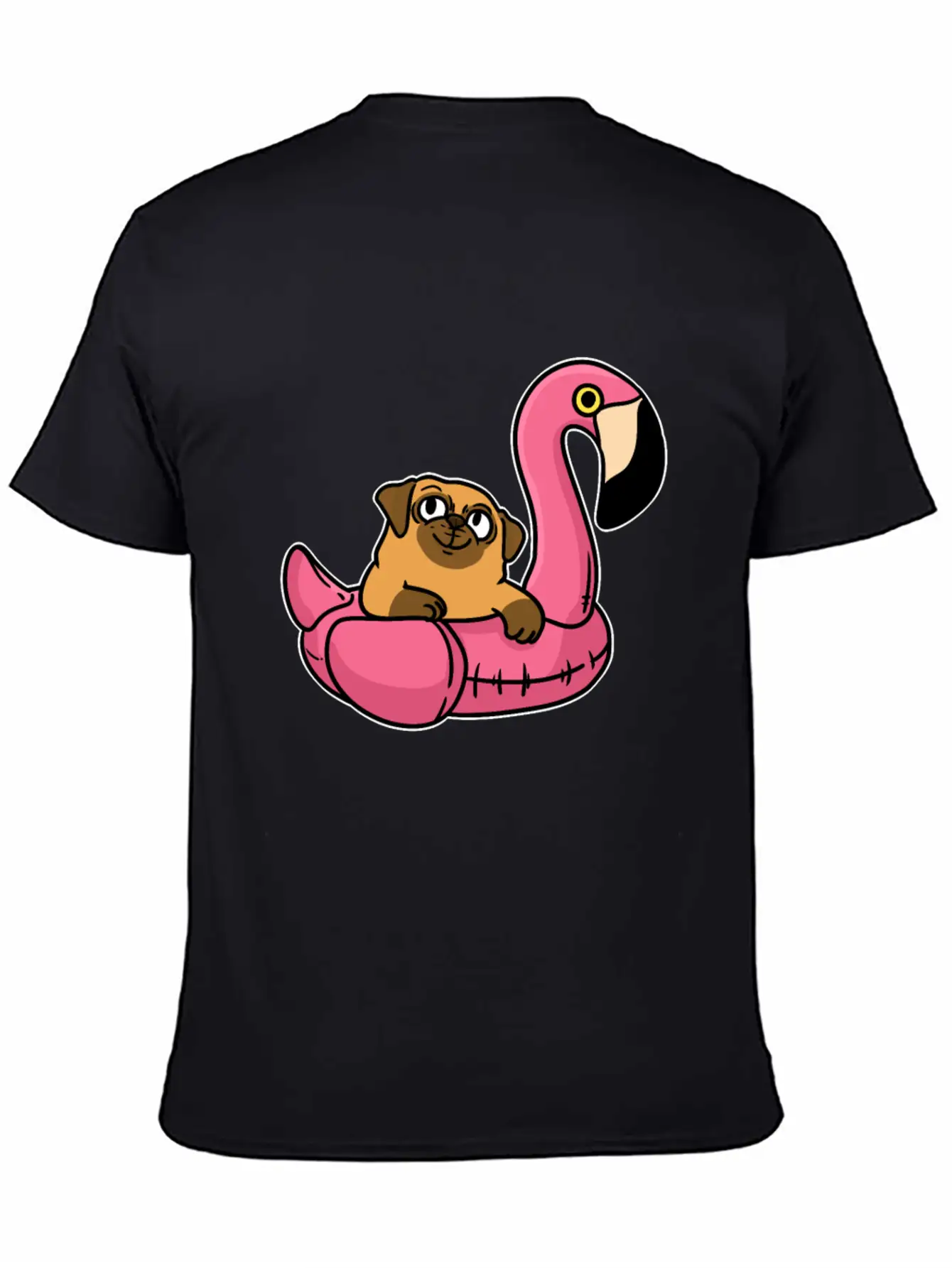 Pug On Flamingo Relaxed Everyday Tee – Lightweight And Durable Cotton