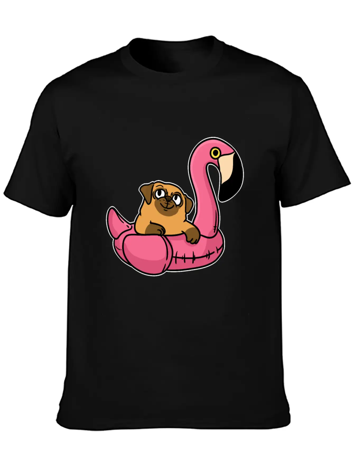 Pug On Flamingo Relaxed Everyday Tee – Lightweight And Durable Cotton