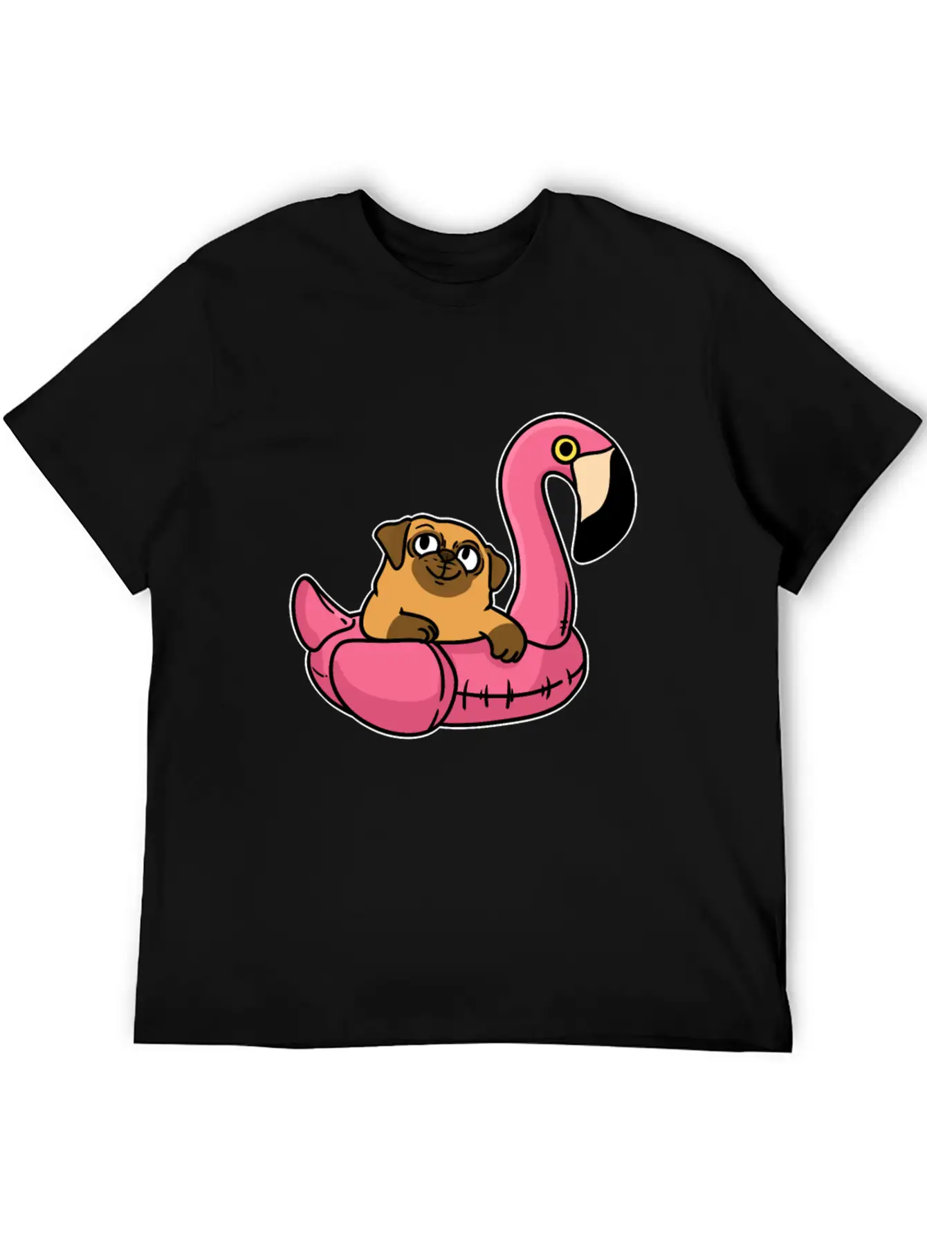 Pug On Flamingo Relaxed Everyday Tee – Lightweight And Durable Cotton