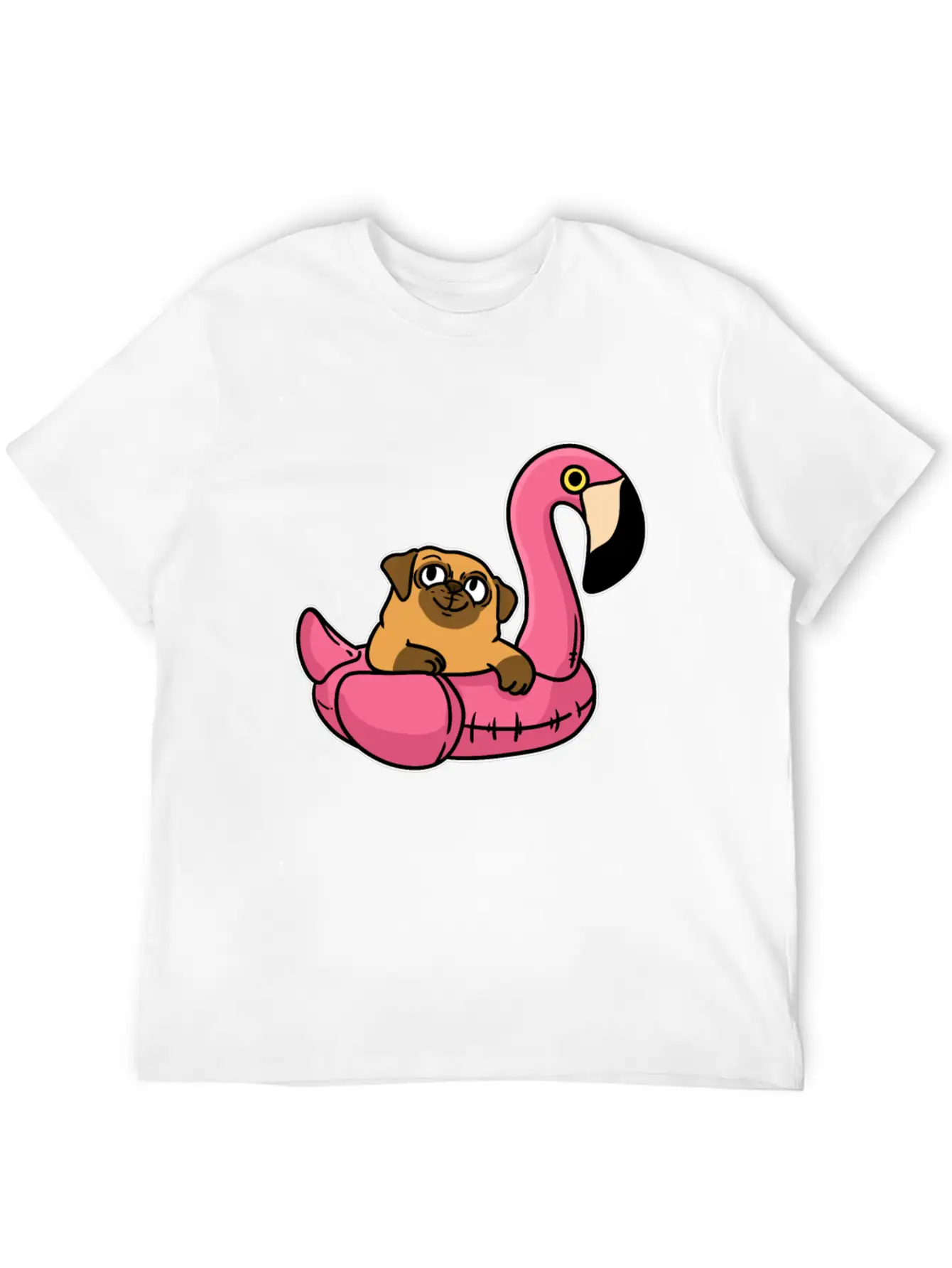 Pug On Flamingo Relaxed Everyday Tee – Lightweight And Durable Cotton