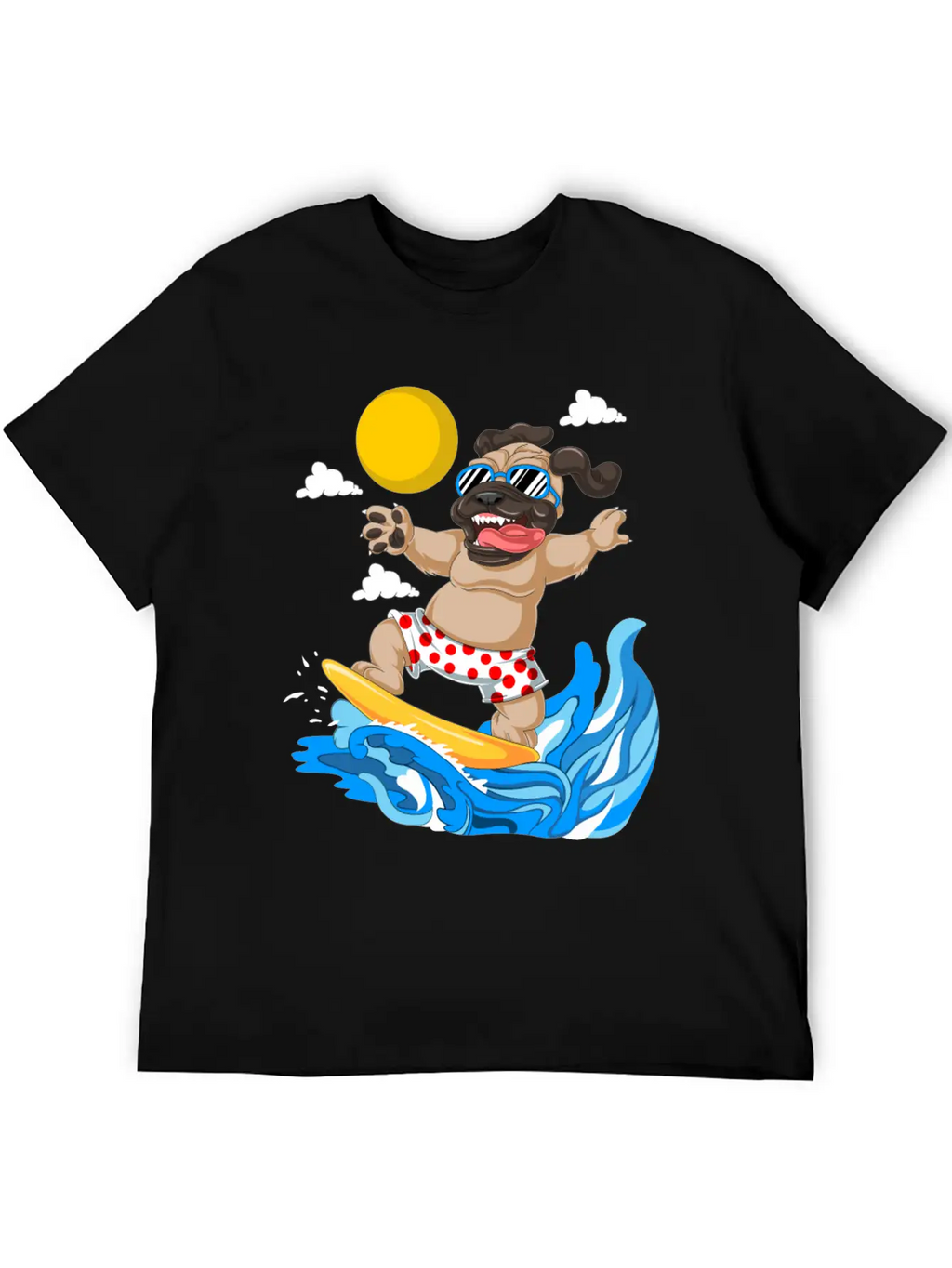 Pug Surfing Breathable Graphic T-Shirt – Perfect For Casual Days