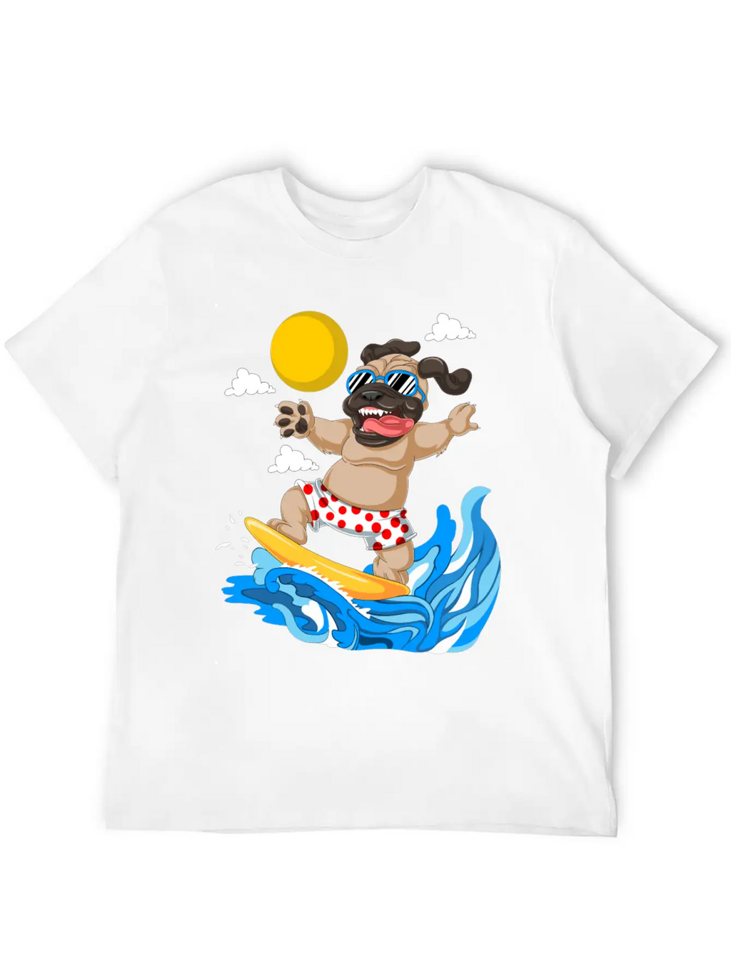 Pug Surfing Breathable Graphic T-Shirt – Perfect For Casual Days