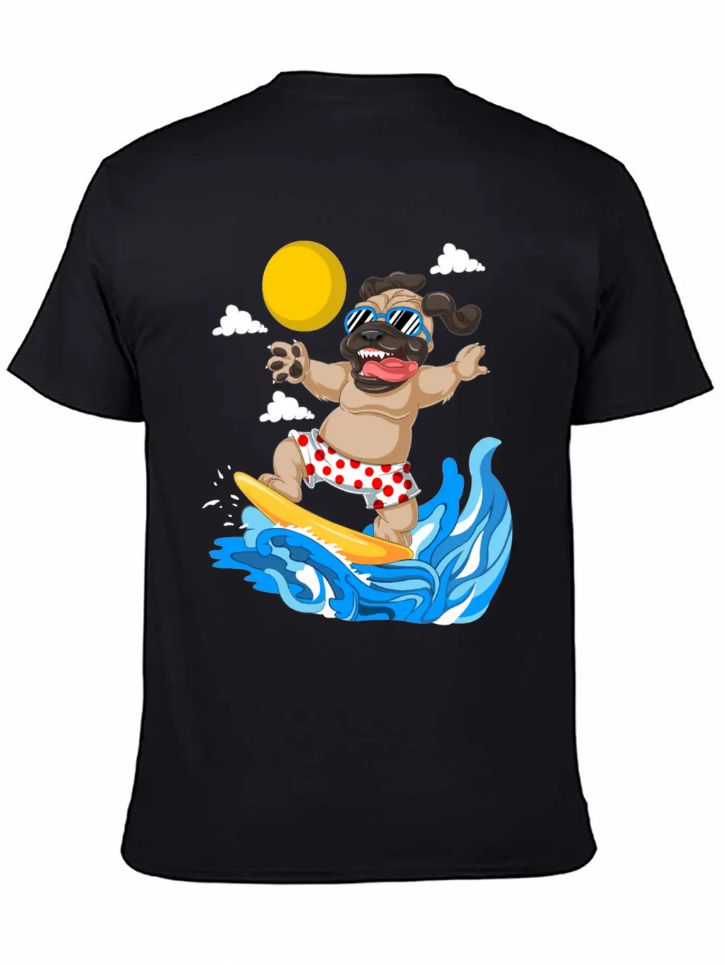 Pug Surfing Breathable Graphic T-Shirt – Perfect For Casual Days