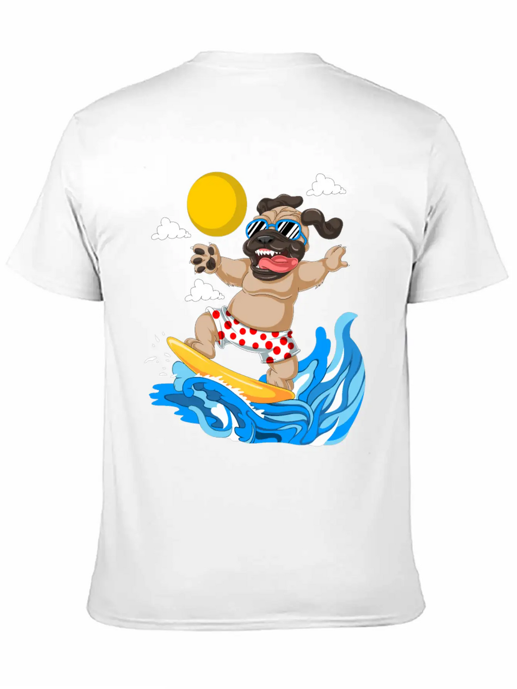 Pug Surfing Breathable Graphic T-Shirt – Perfect For Casual Days