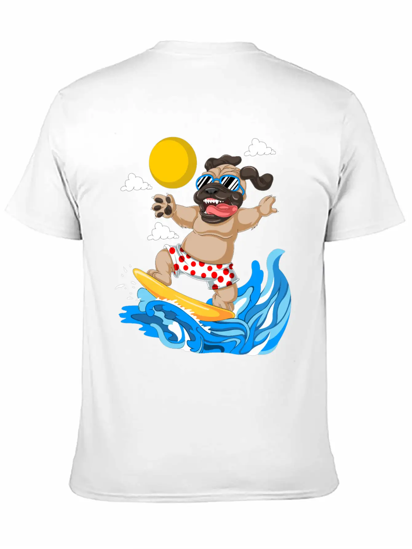 Pug Surfing Breathable Graphic T-Shirt – Perfect For Casual Days