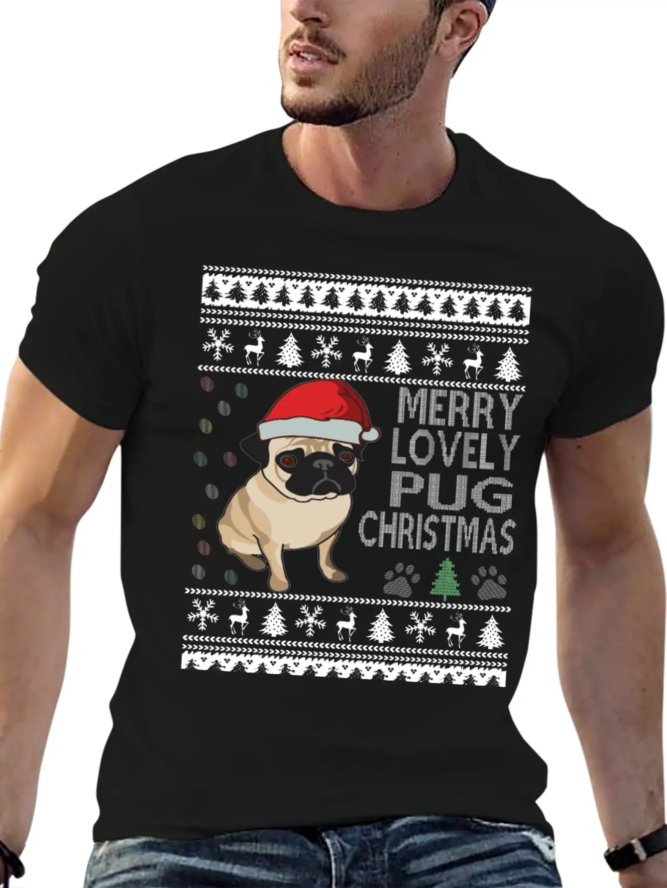 Pug Ugly Christmas Sweater Timeless Short Sleeve Tee – Comfy And Minimalist Design