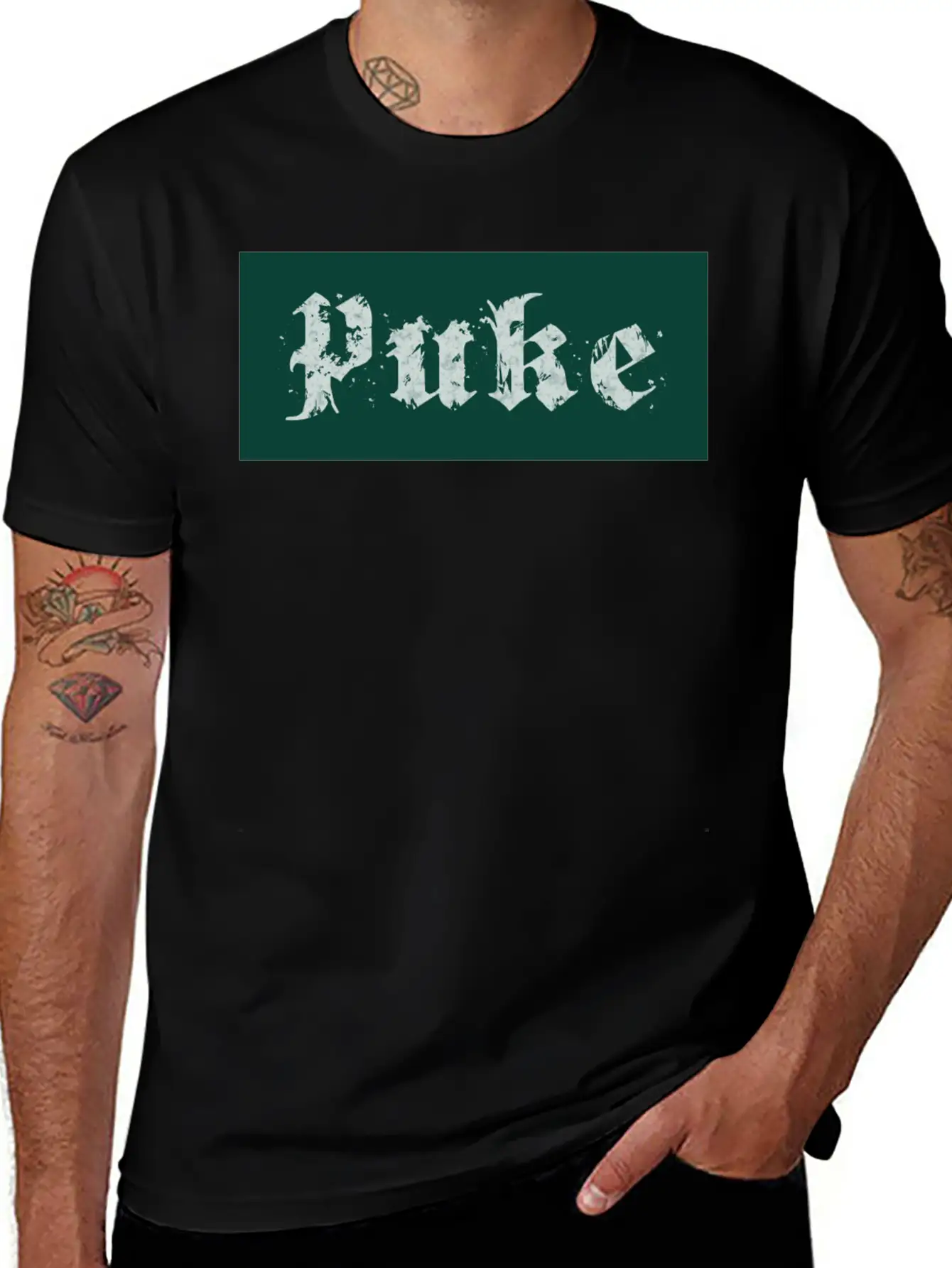 Puke Gothic Vintage (Dark Green & White) Classic Cotton Tee – Unisex Comfort For Any Season