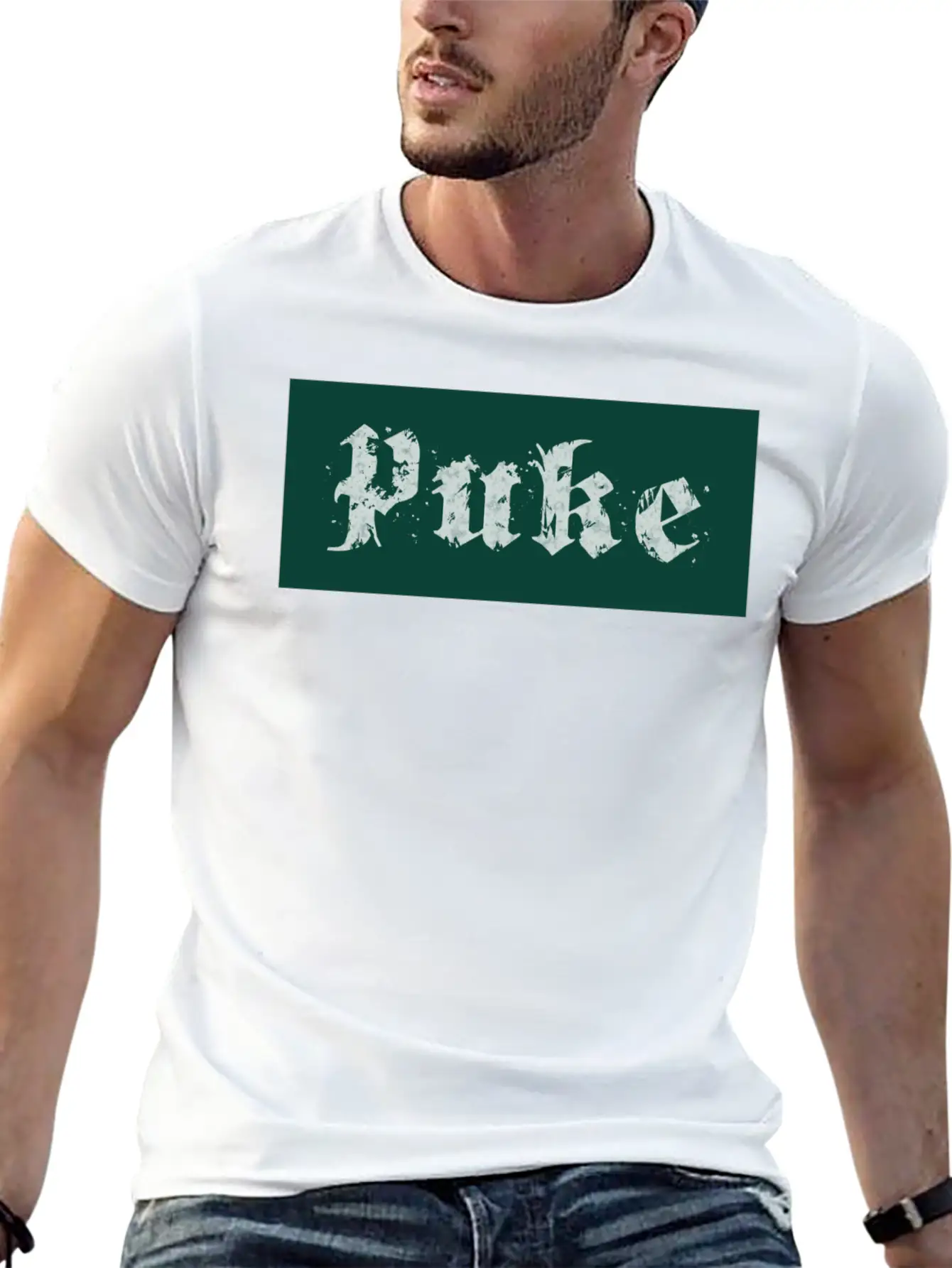 Puke Gothic Vintage (Dark Green & White) Classic Cotton Tee – Unisex Comfort For Any Season