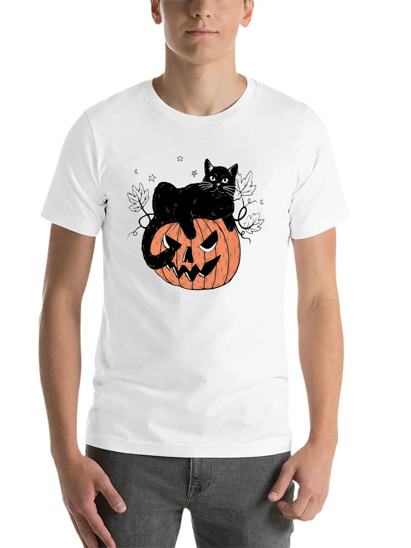Pumpkin Cat Modern Fit Casual T-Shirt – Clean And Versatile Design