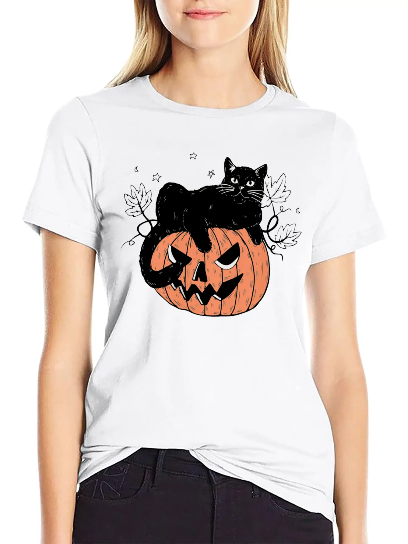 Pumpkin Cat Modern Fit Casual T-Shirt – Clean And Versatile Design
