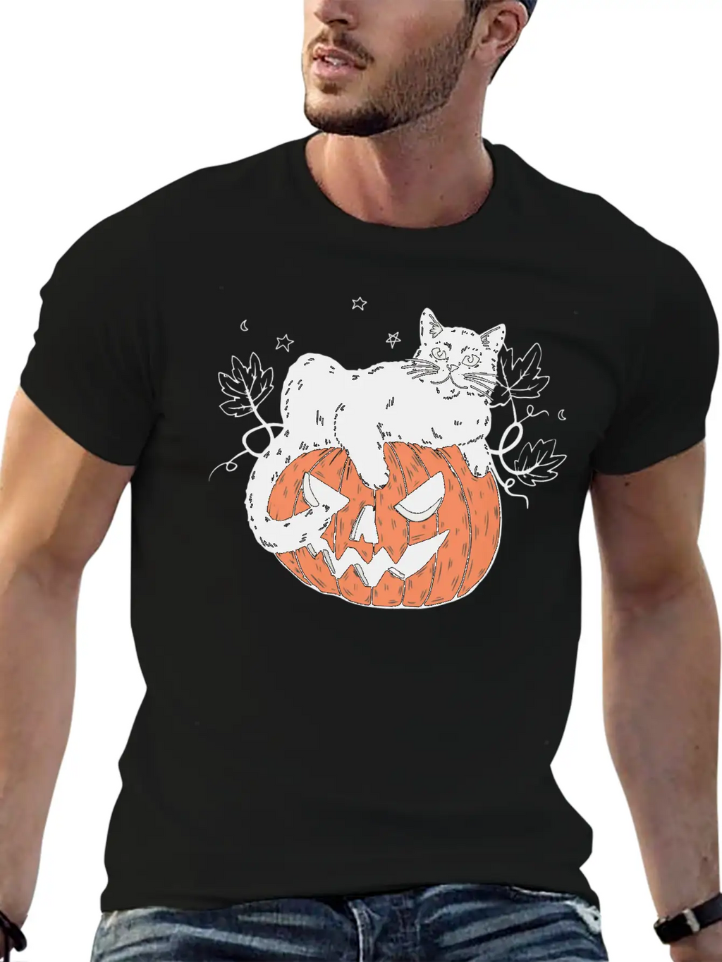 Pumpkin Cat Modern Fit Casual T-Shirt – Clean And Versatile Design