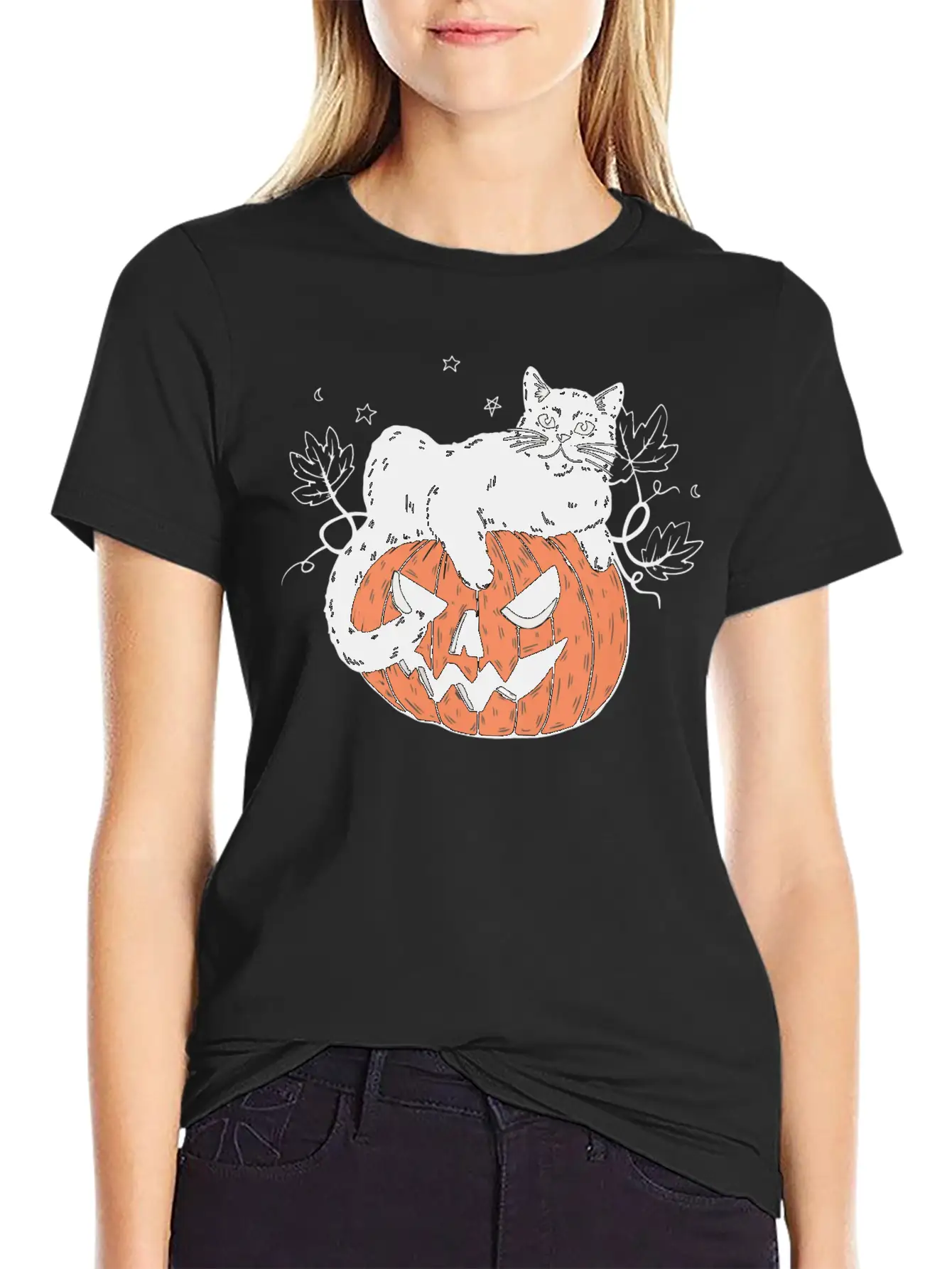 Pumpkin Cat Modern Fit Casual T-Shirt – Clean And Versatile Design