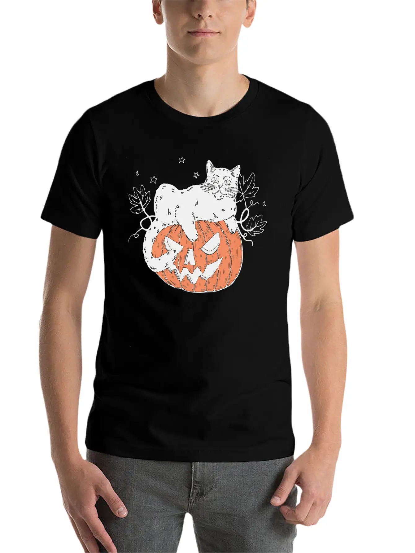 Pumpkin Cat Modern Fit Casual T-Shirt – Clean And Versatile Design