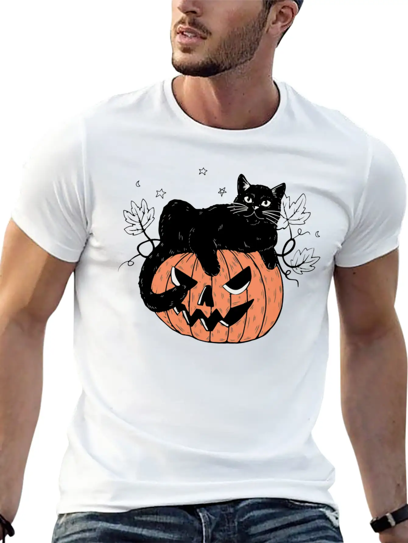 Pumpkin Cat Modern Fit Casual T-Shirt – Clean And Versatile Design