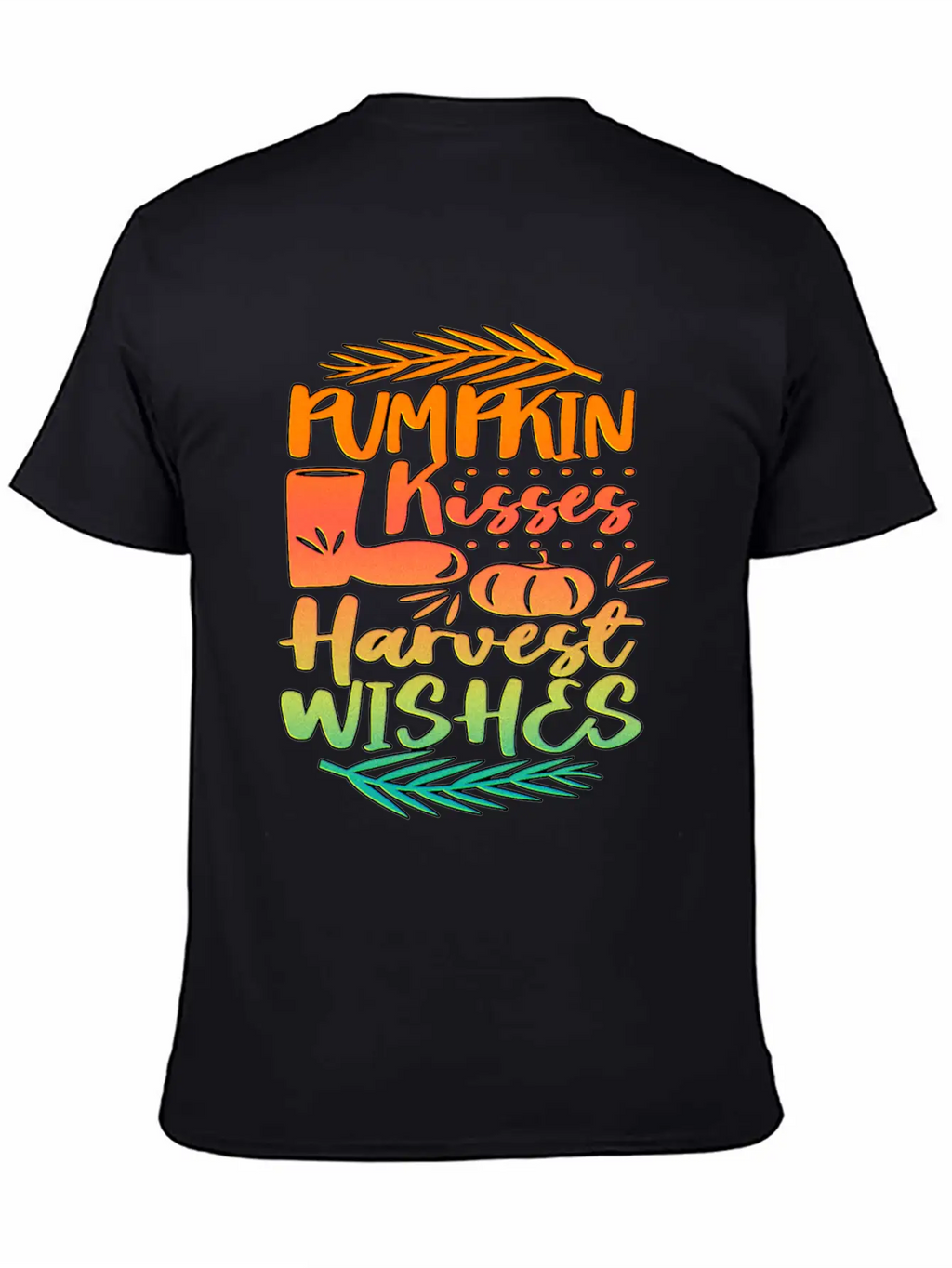 Pumpkin Kisses Harvest Wishes Fall Autumn Saying Unisex Casual T-Shirt – Clean Design For Daily Comfort