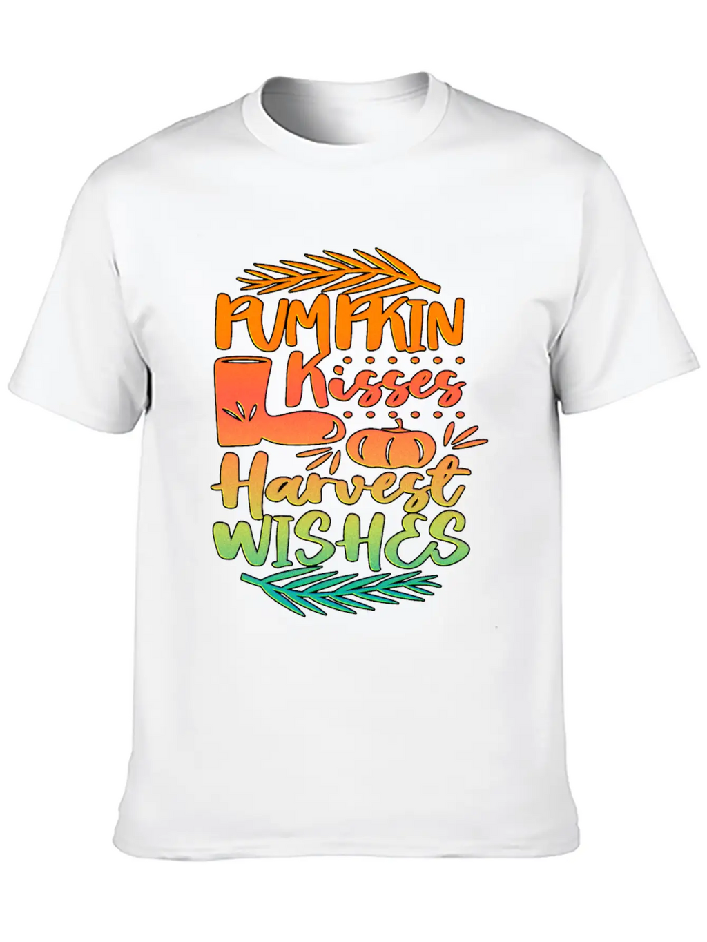 Pumpkin Kisses Harvest Wishes Fall Autumn Saying Unisex Casual T-Shirt – Clean Design For Daily Comfort