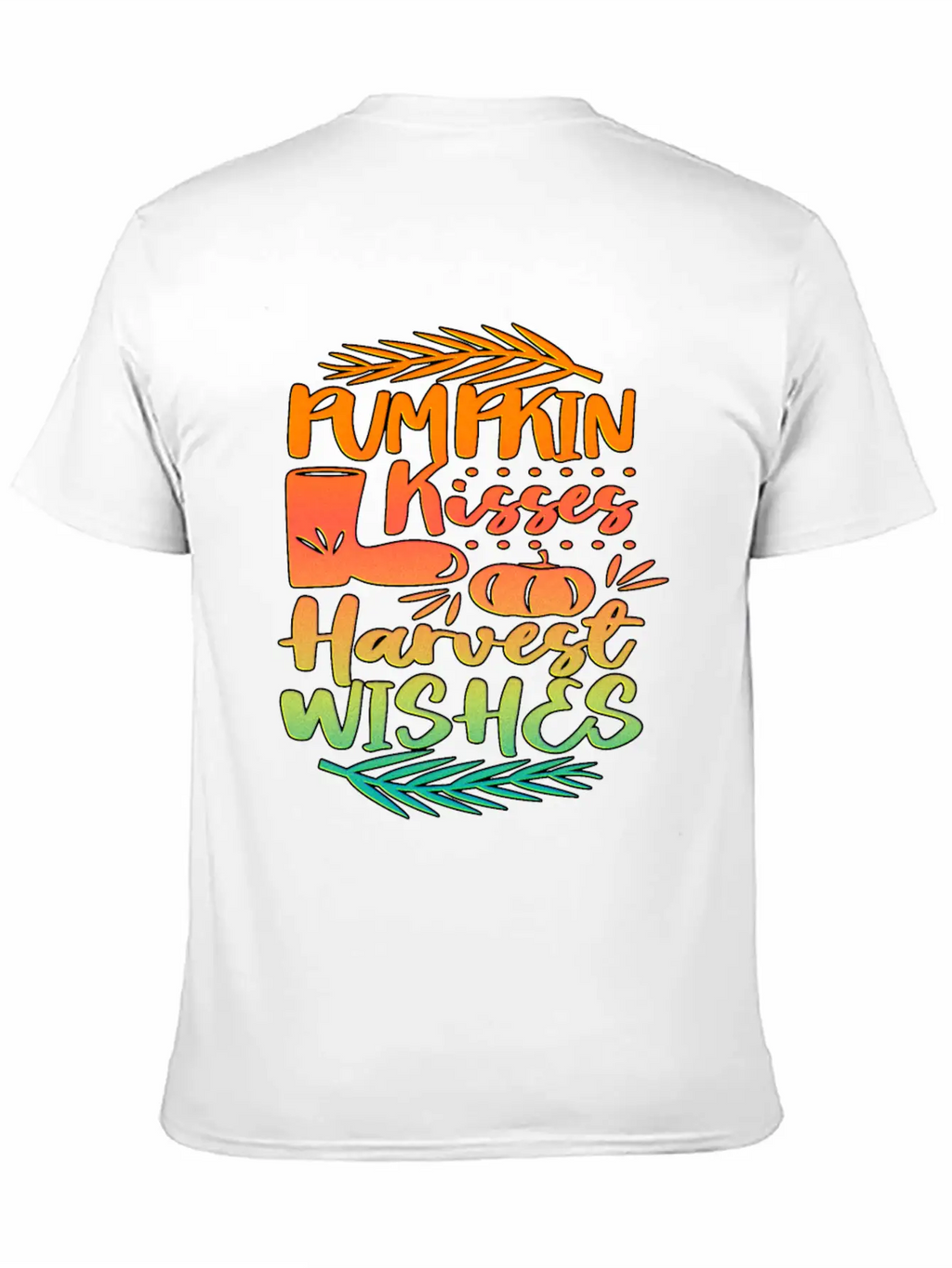 Pumpkin Kisses Harvest Wishes Fall Autumn Saying Unisex Casual T-Shirt – Clean Design For Daily Comfort