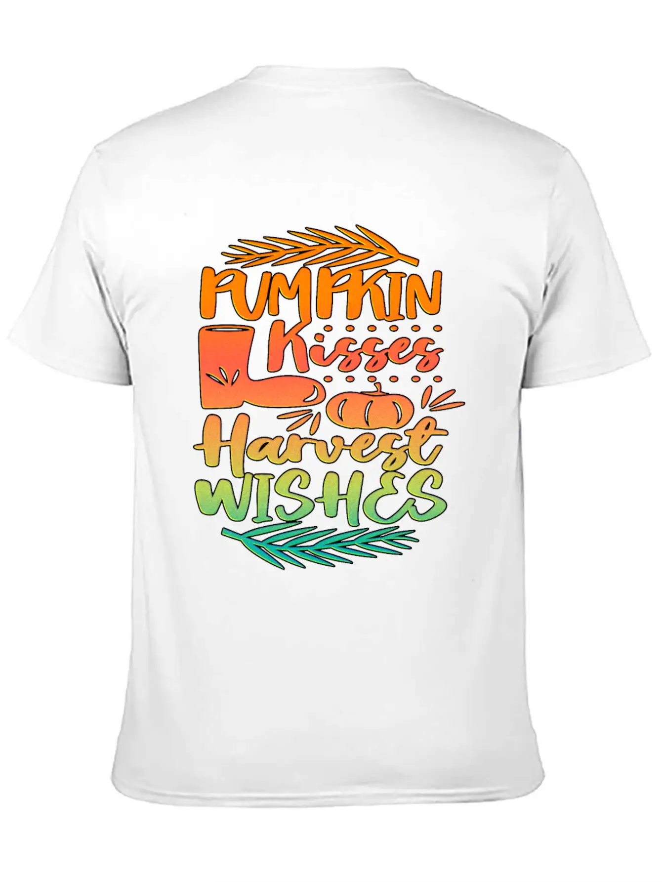 Pumpkin Kisses Harvest Wishes Fall Autumn Saying Unisex Casual T-Shirt – Clean Design For Daily Comfort