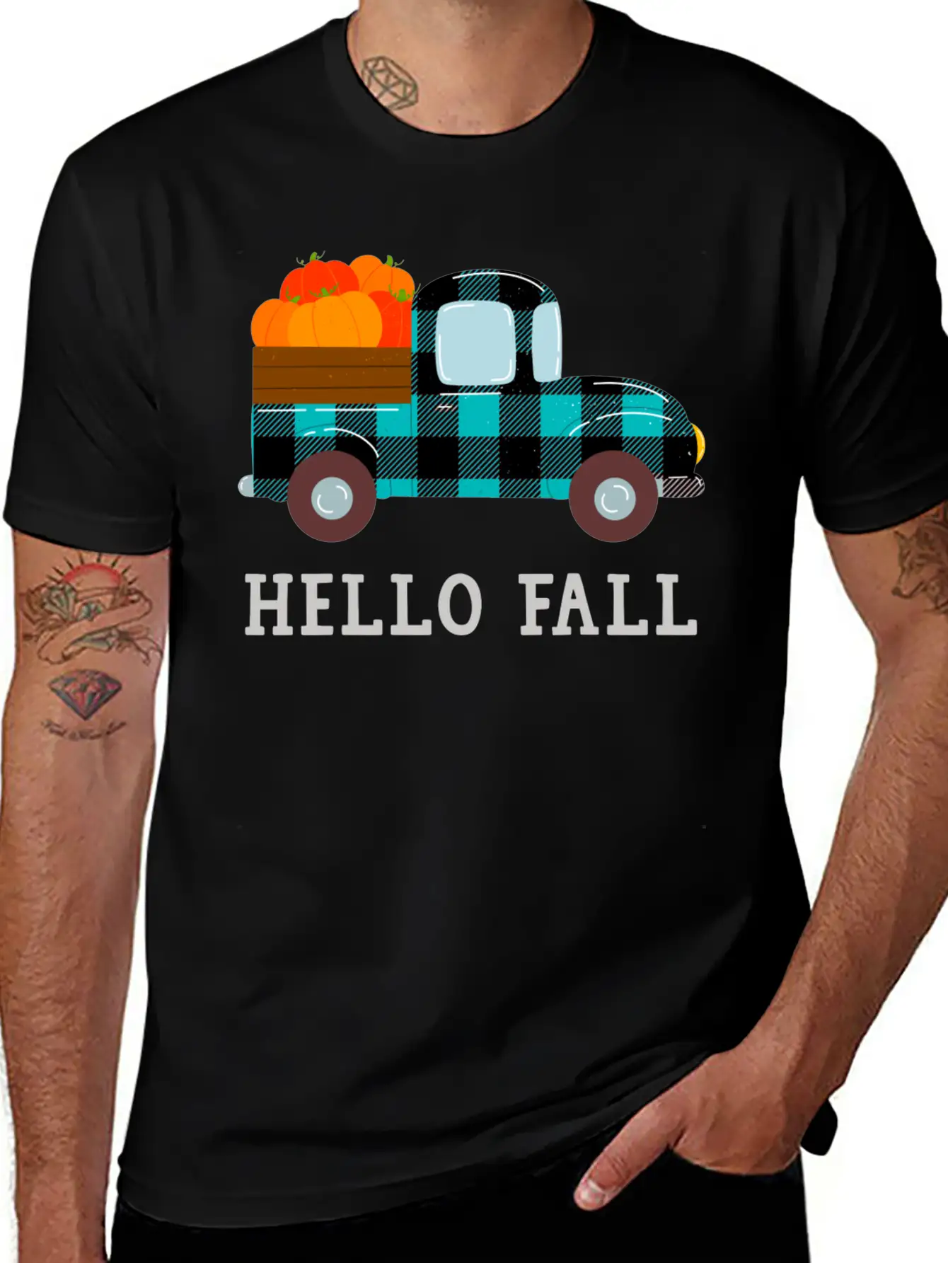 Pumpkin Truck Hello Fall Breathable Soft Cotton T-Shirt – Timeless Casual Look