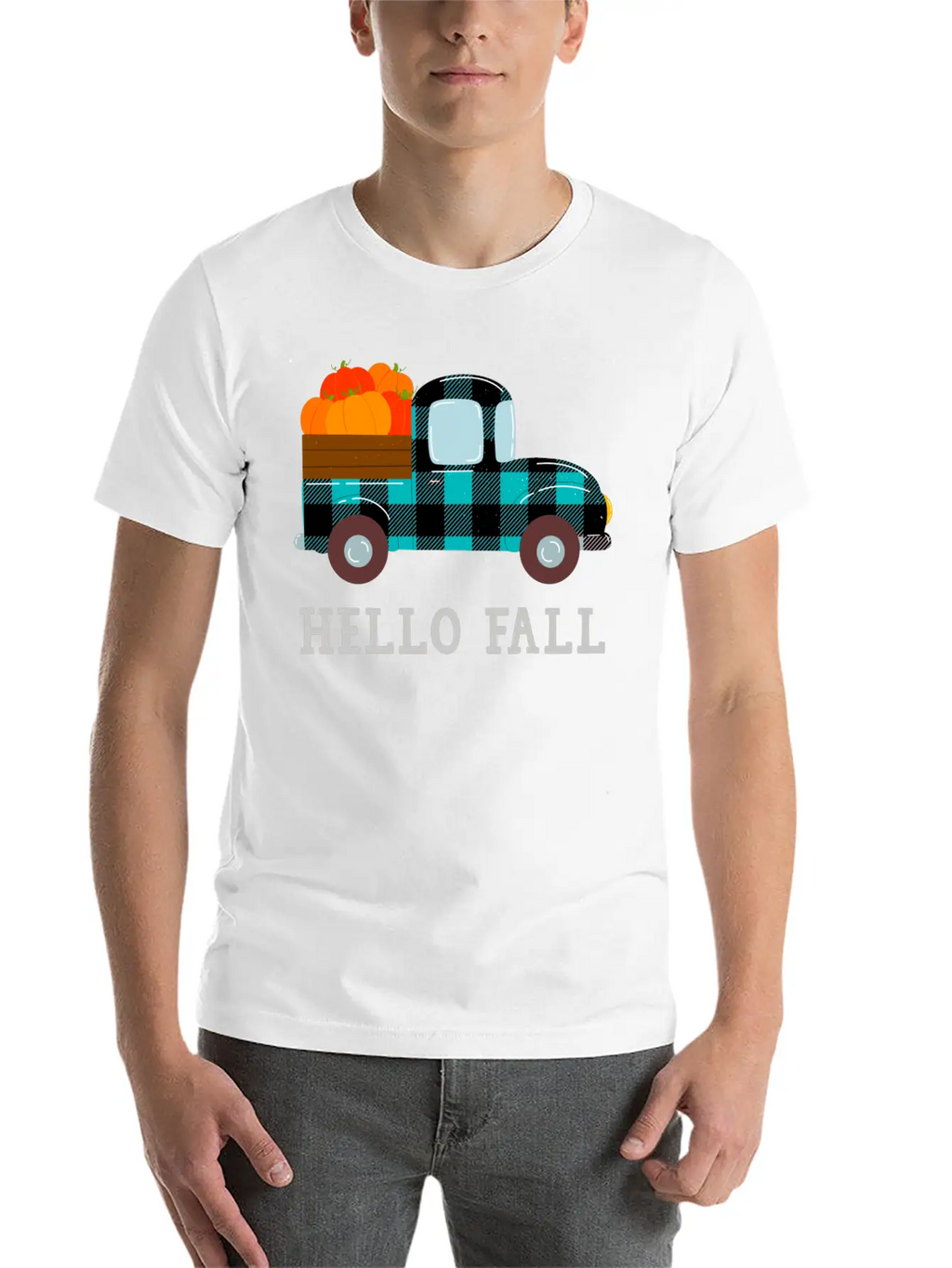 Pumpkin Truck Hello Fall Breathable Soft Cotton T-Shirt – Timeless Casual Look