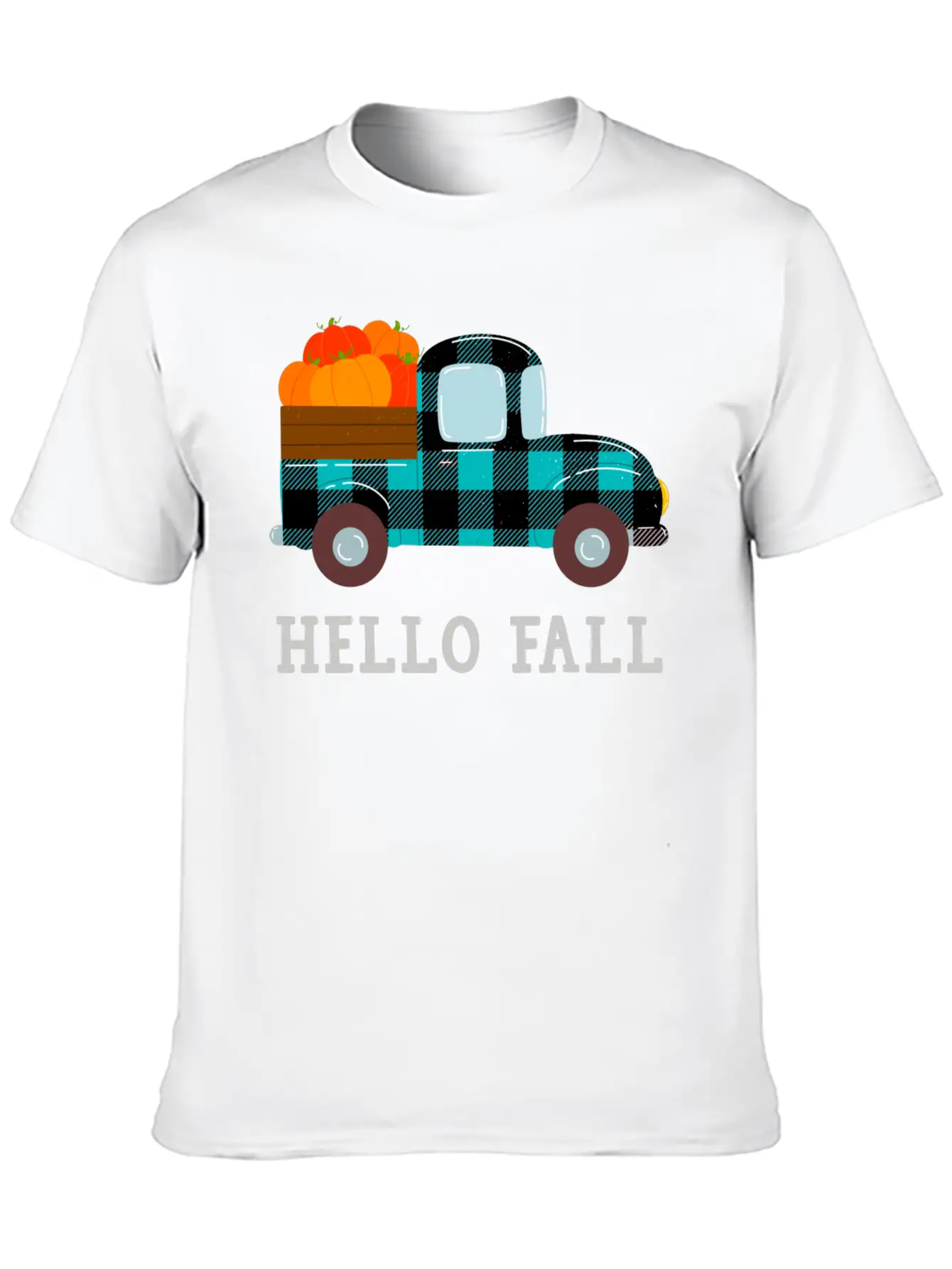 Pumpkin Truck Hello Fall Breathable Soft Cotton T-Shirt – Timeless Casual Look