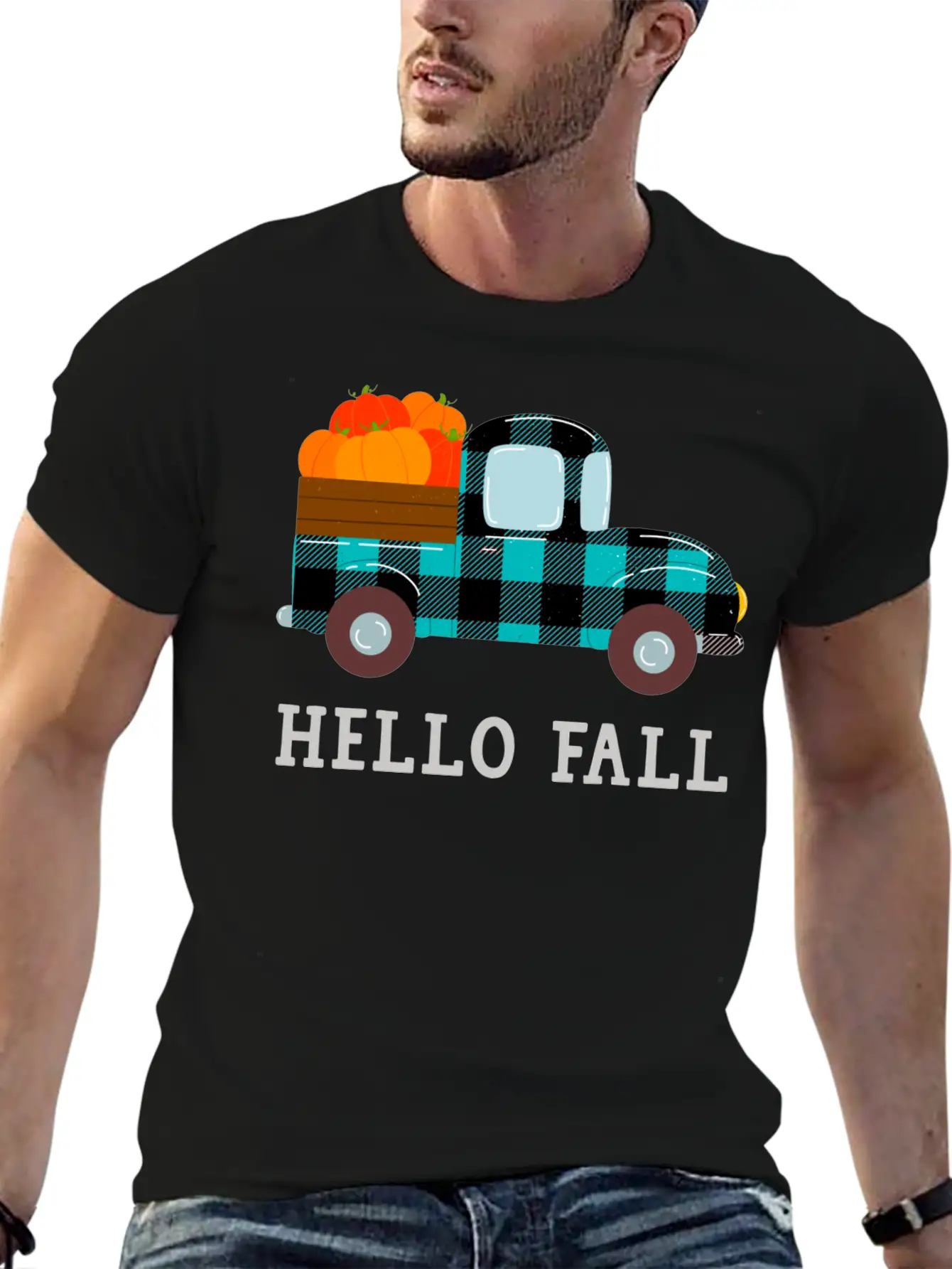 Pumpkin Truck Hello Fall Breathable Soft Cotton T-Shirt – Timeless Casual Look