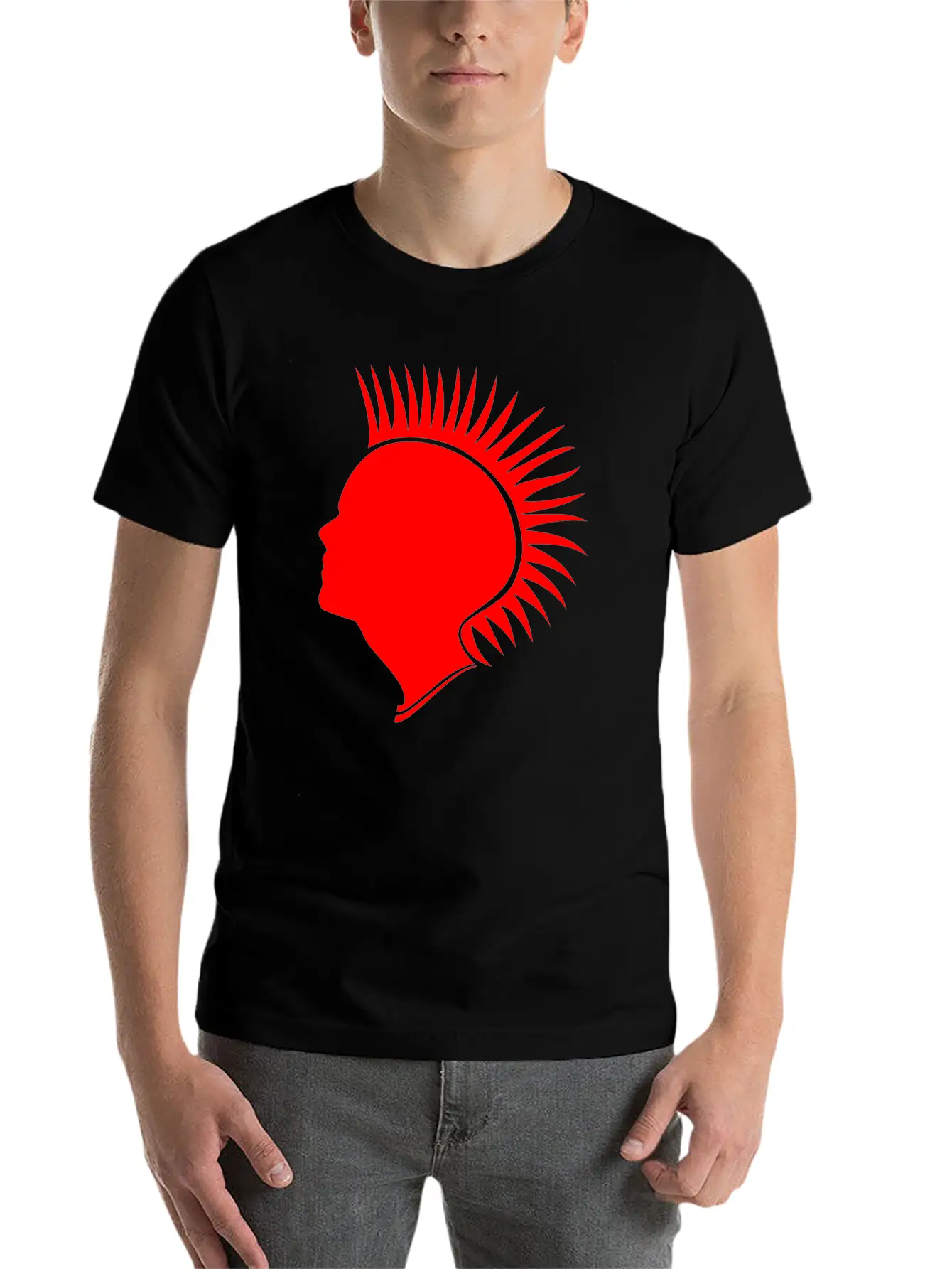 Punk Head - Red Unisex Casual T-Shirt – Clean Design For Daily Comfort