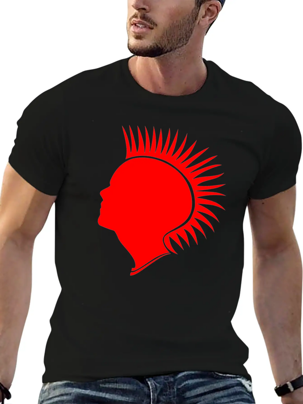 Punk Head - Red Unisex Casual T-Shirt – Clean Design For Daily Comfort