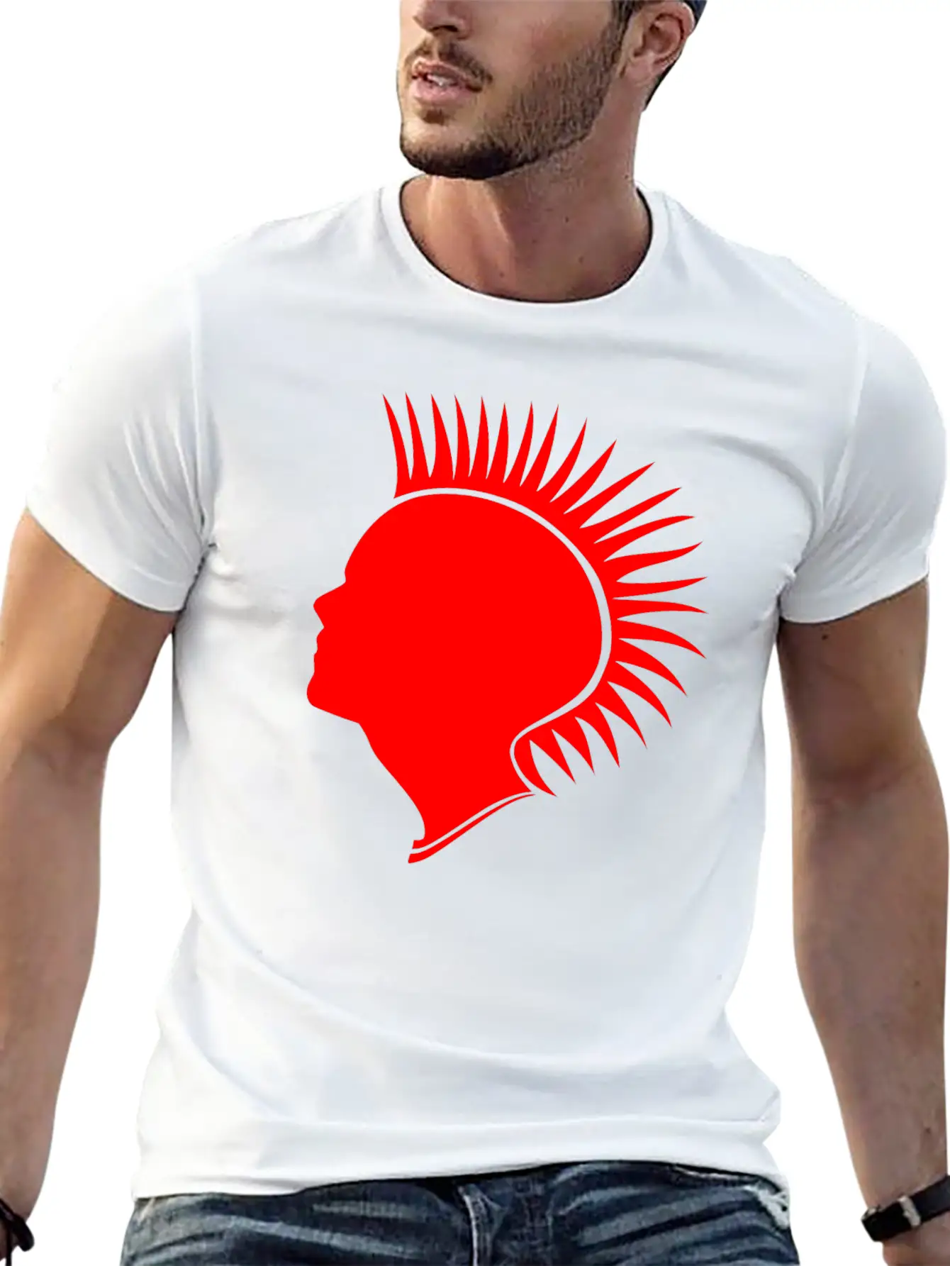 Punk Head - Red Unisex Casual T-Shirt – Clean Design For Daily Comfort