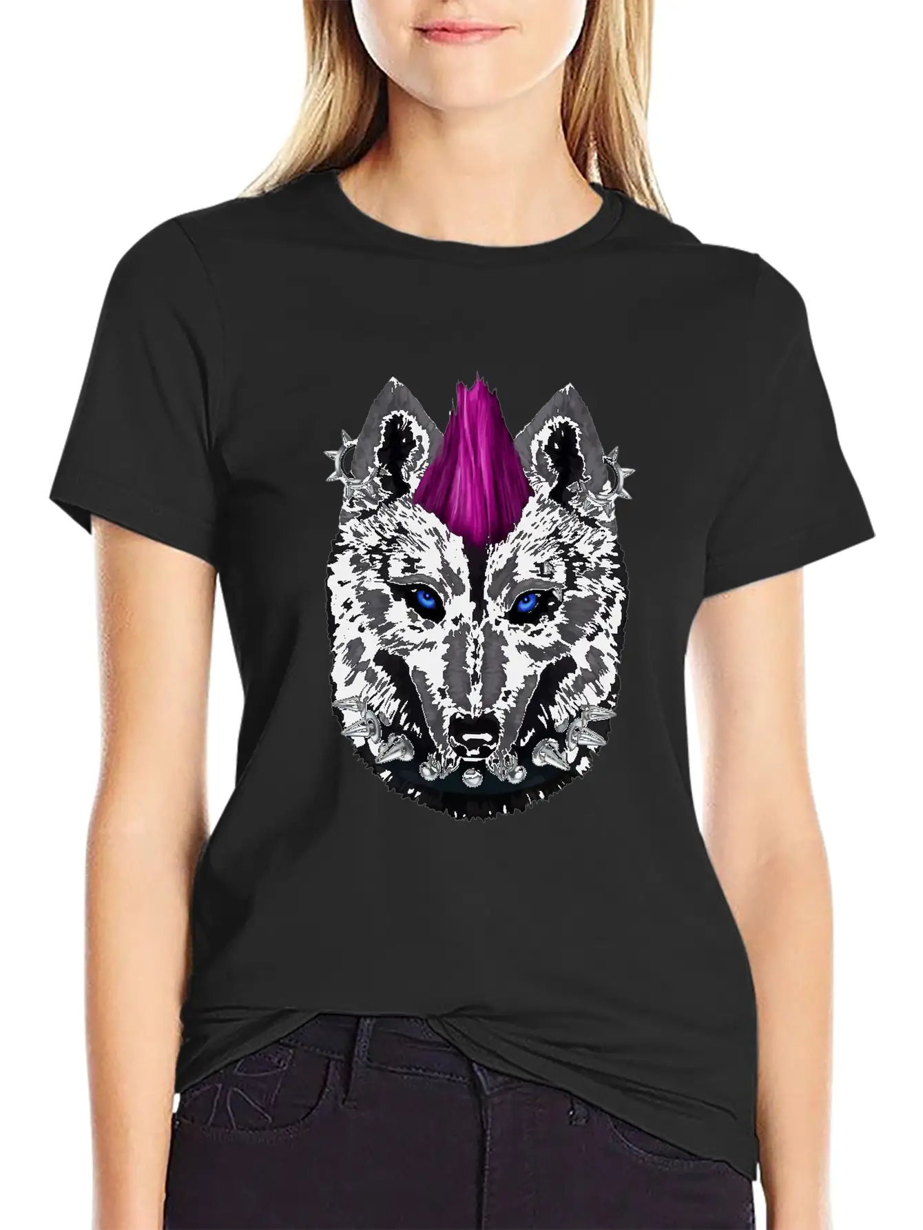 Punk Rock Black Wolf With Mohawk And Heavy Metal M Relaxed Everyday Tee – Lightweight And Durable Cotton