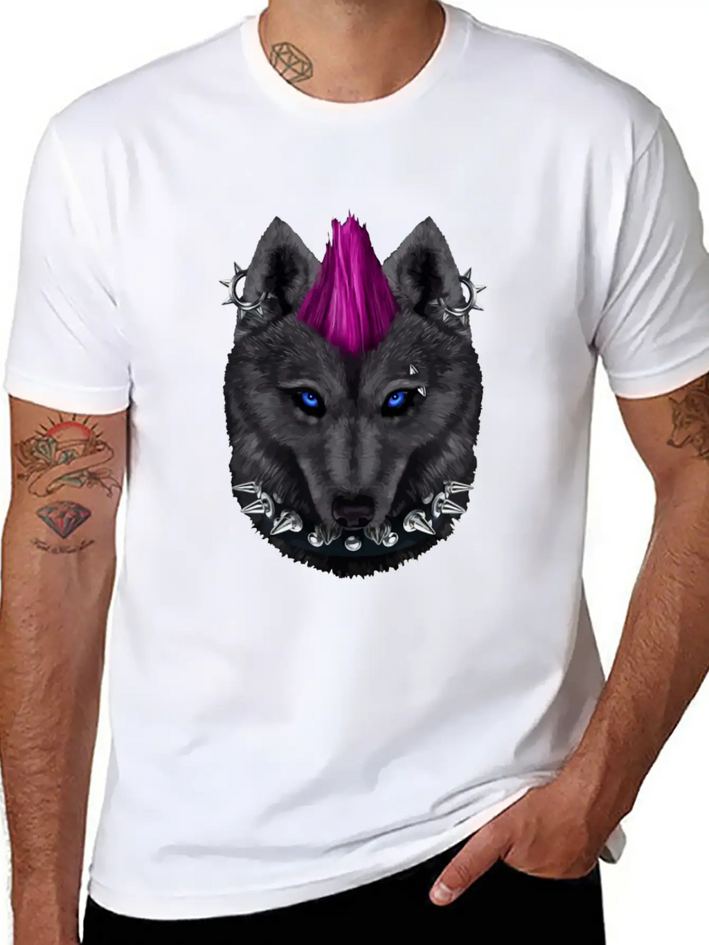 Punk Rock Black Wolf With Mohawk And Heavy Metal M Relaxed Everyday Tee – Lightweight And Durable Cotton
