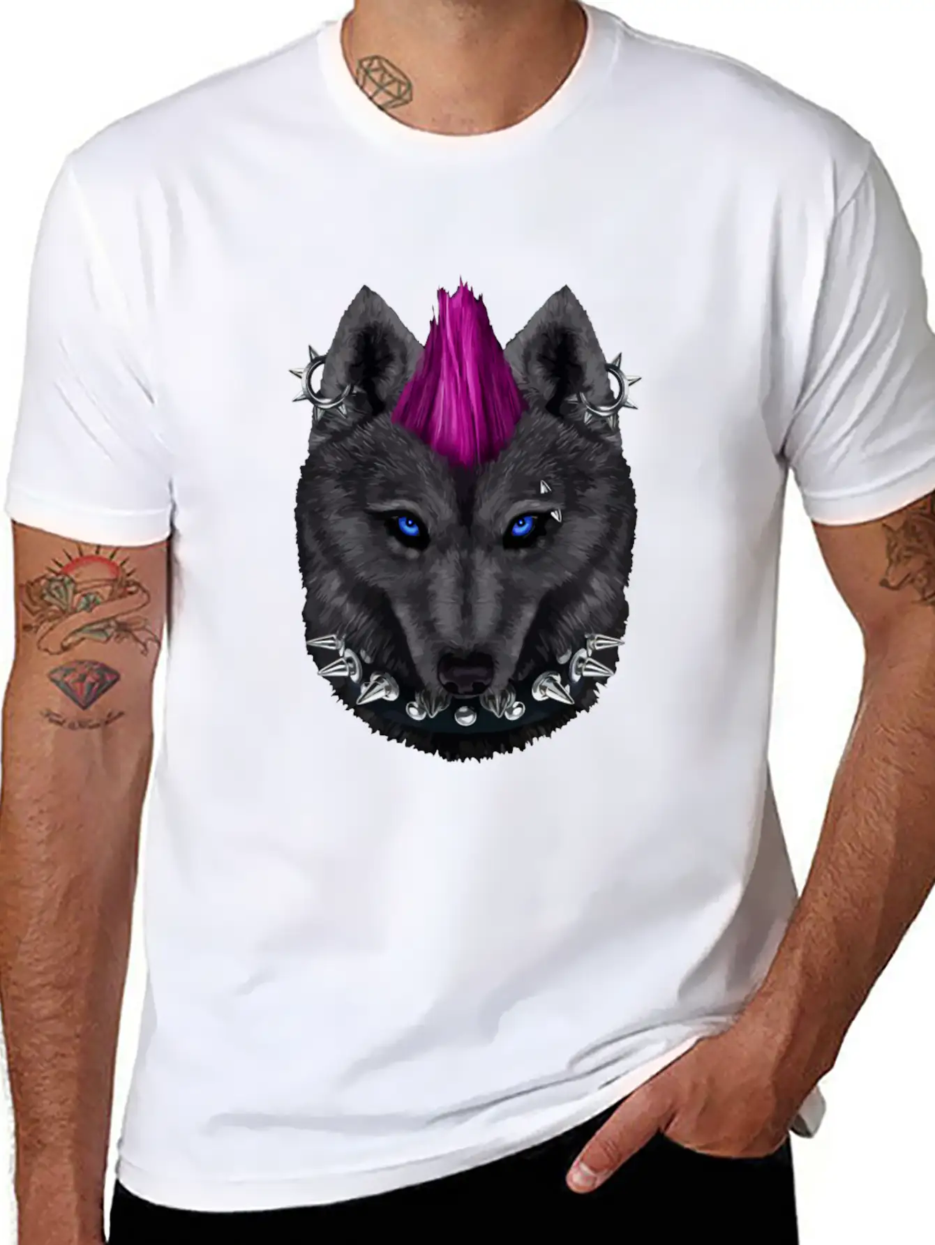 Punk Rock Black Wolf With Mohawk And Heavy Metal M Relaxed Everyday Tee – Lightweight And Durable Cotton
