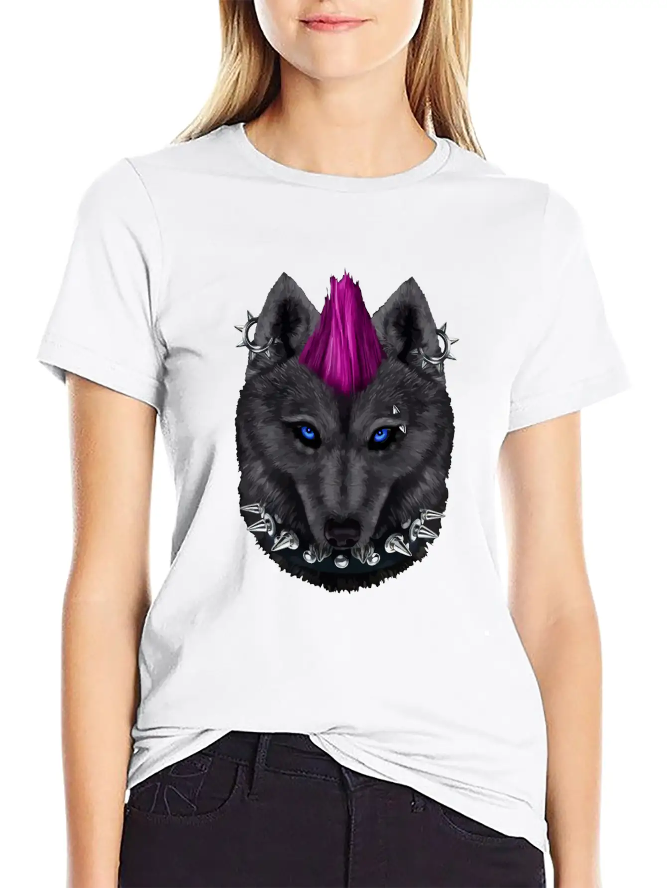 Punk Rock Black Wolf With Mohawk And Heavy Metal M Relaxed Everyday Tee – Lightweight And Durable Cotton