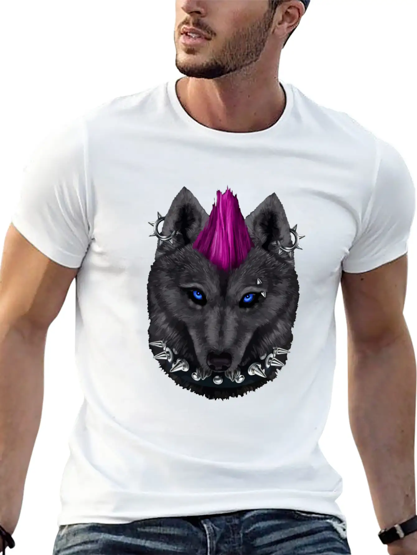 Punk Rock Black Wolf With Mohawk And Heavy Metal M Relaxed Everyday Tee – Lightweight And Durable Cotton