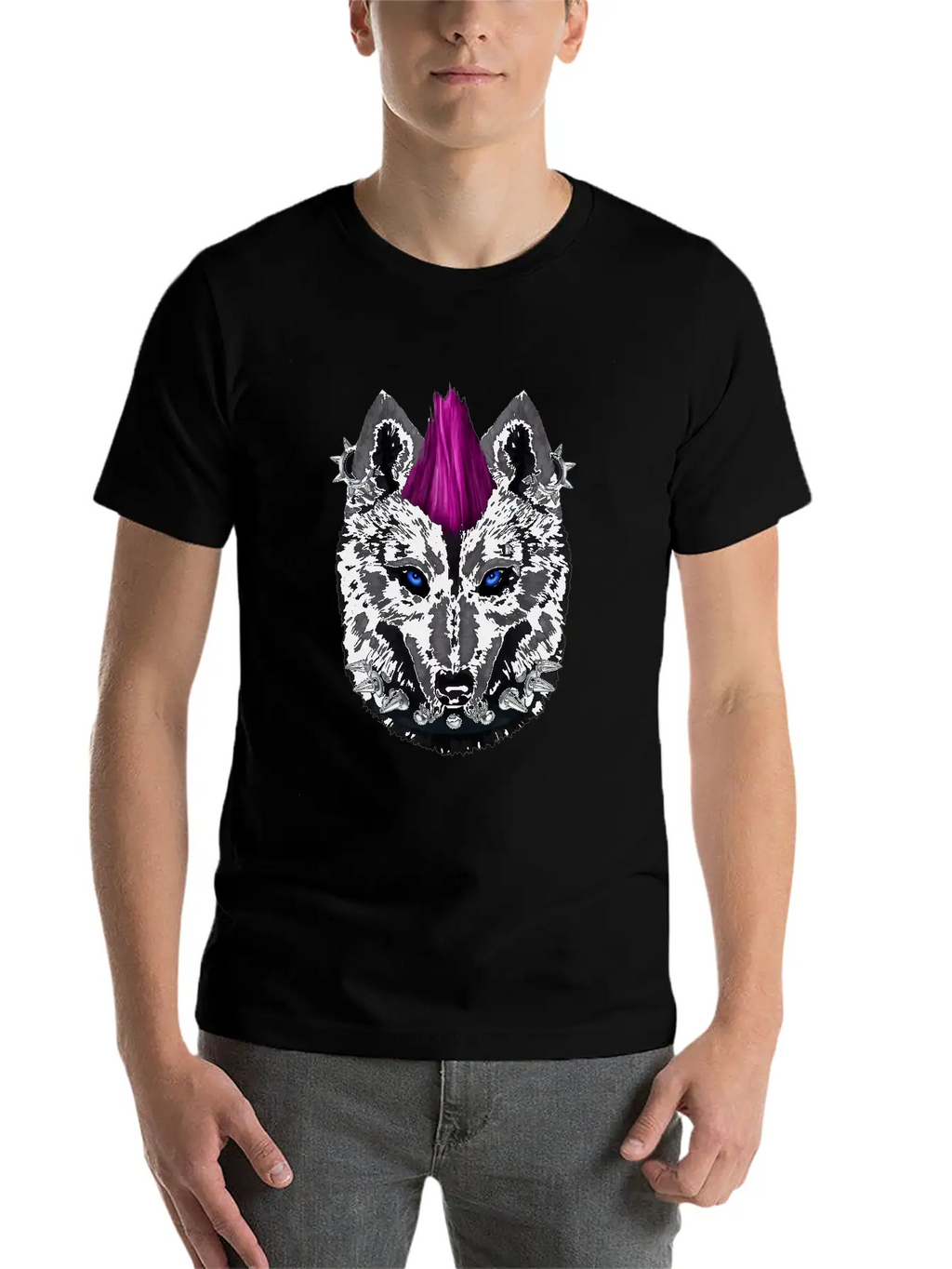 Punk Rock Black Wolf With Mohawk And Heavy Metal M Relaxed Everyday Tee – Lightweight And Durable Cotton