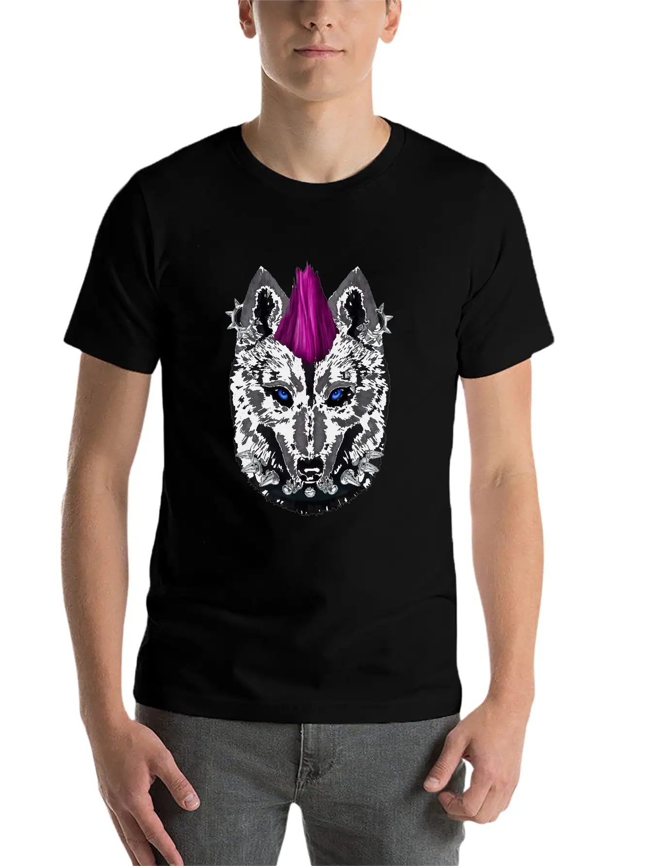Punk Rock Black Wolf With Mohawk And Heavy Metal M Relaxed Everyday Tee – Lightweight And Durable Cotton