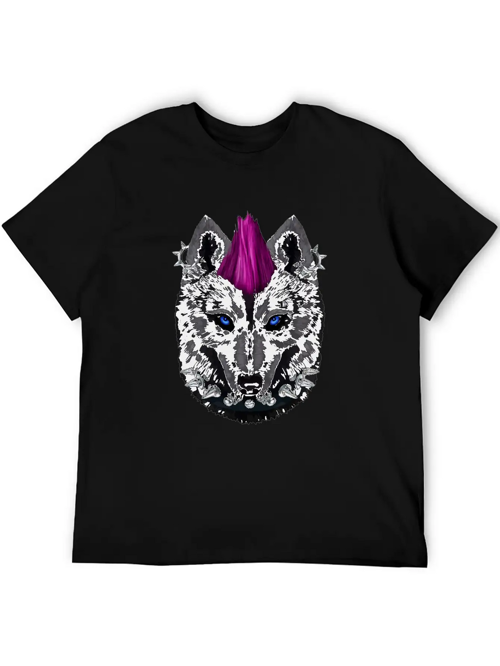 Punk Rock Black Wolf With Mohawk And Heavy Metal M Timeless Short Sleeve Tee – Comfy And Minimalist Design