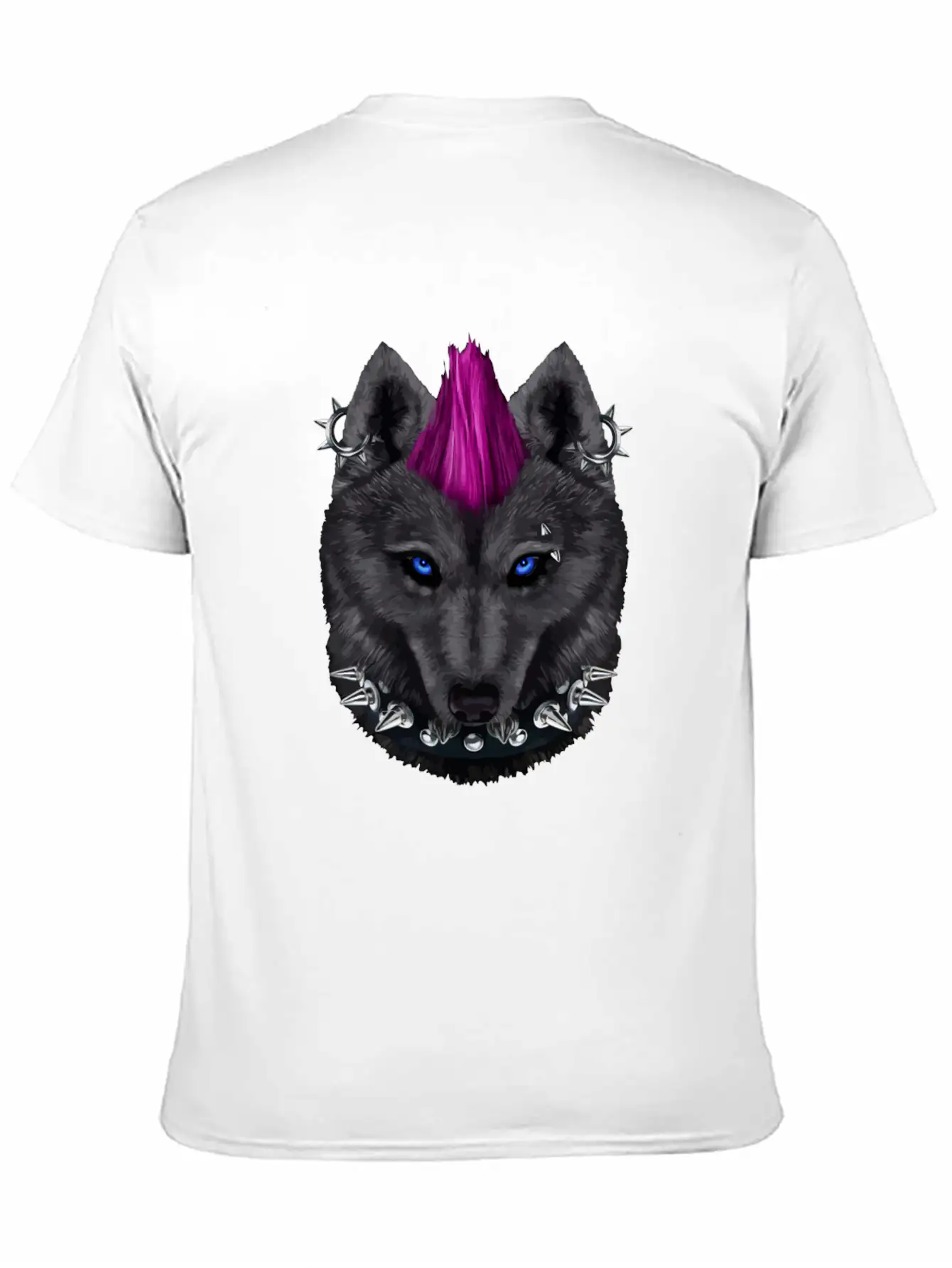 Punk Rock Black Wolf With Mohawk And Heavy Metal M Timeless Short Sleeve Tee – Comfy And Minimalist Design