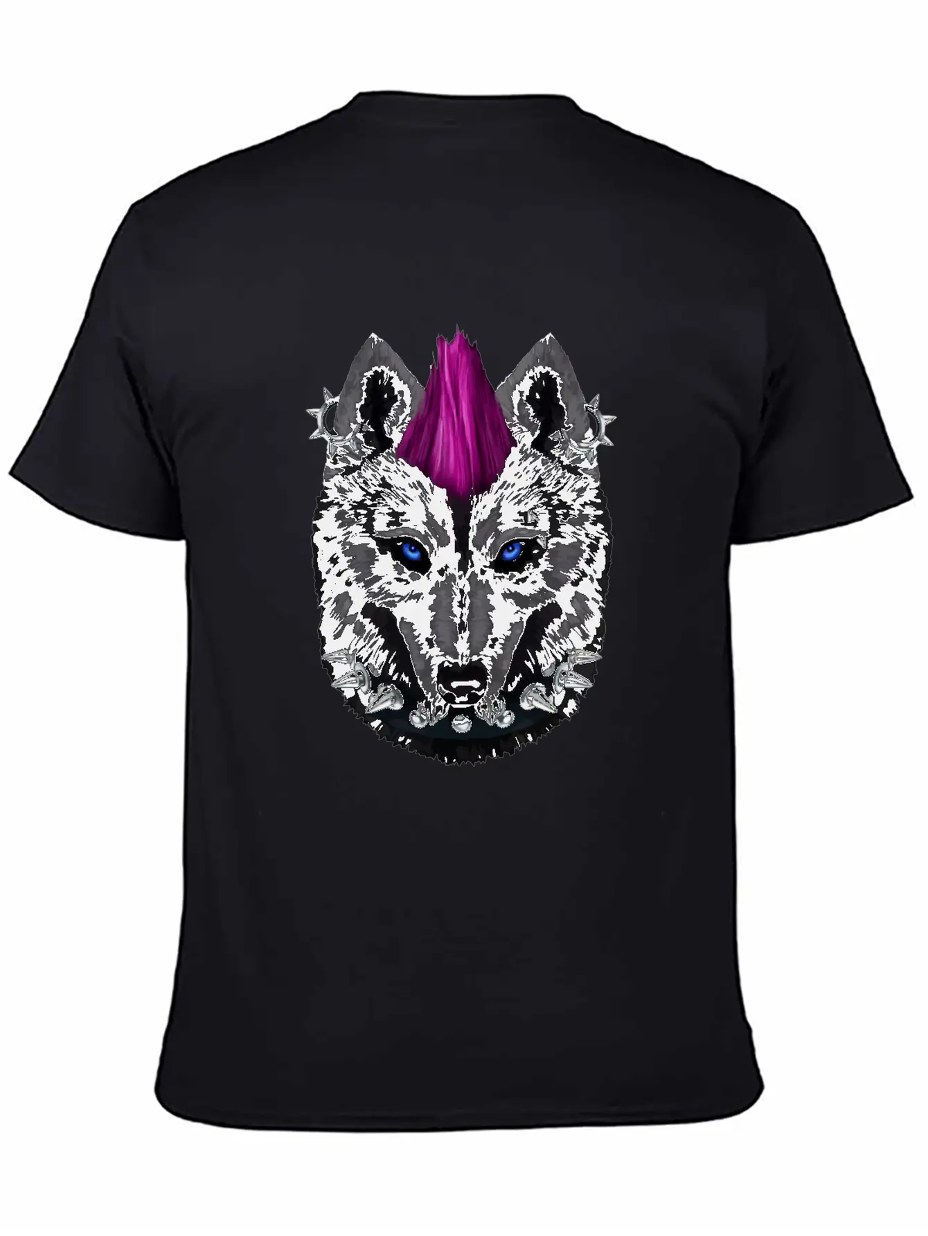 Punk Rock Black Wolf With Mohawk And Heavy Metal M Timeless Short Sleeve Tee – Comfy And Minimalist Design