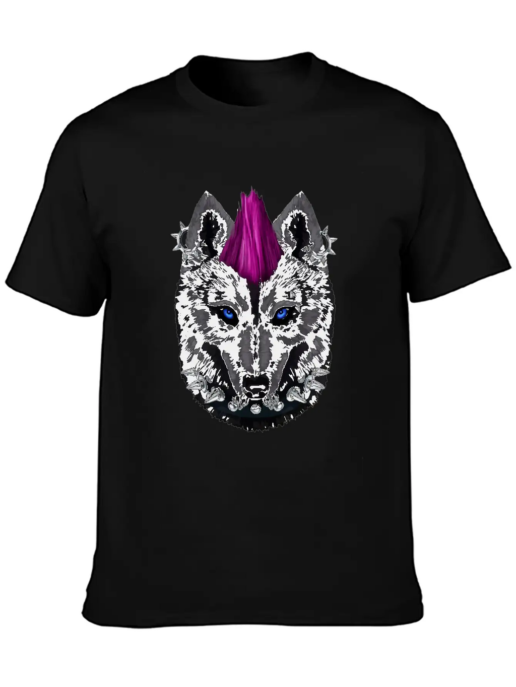 Punk Rock Black Wolf With Mohawk And Heavy Metal M Timeless Short Sleeve Tee – Comfy And Minimalist Design