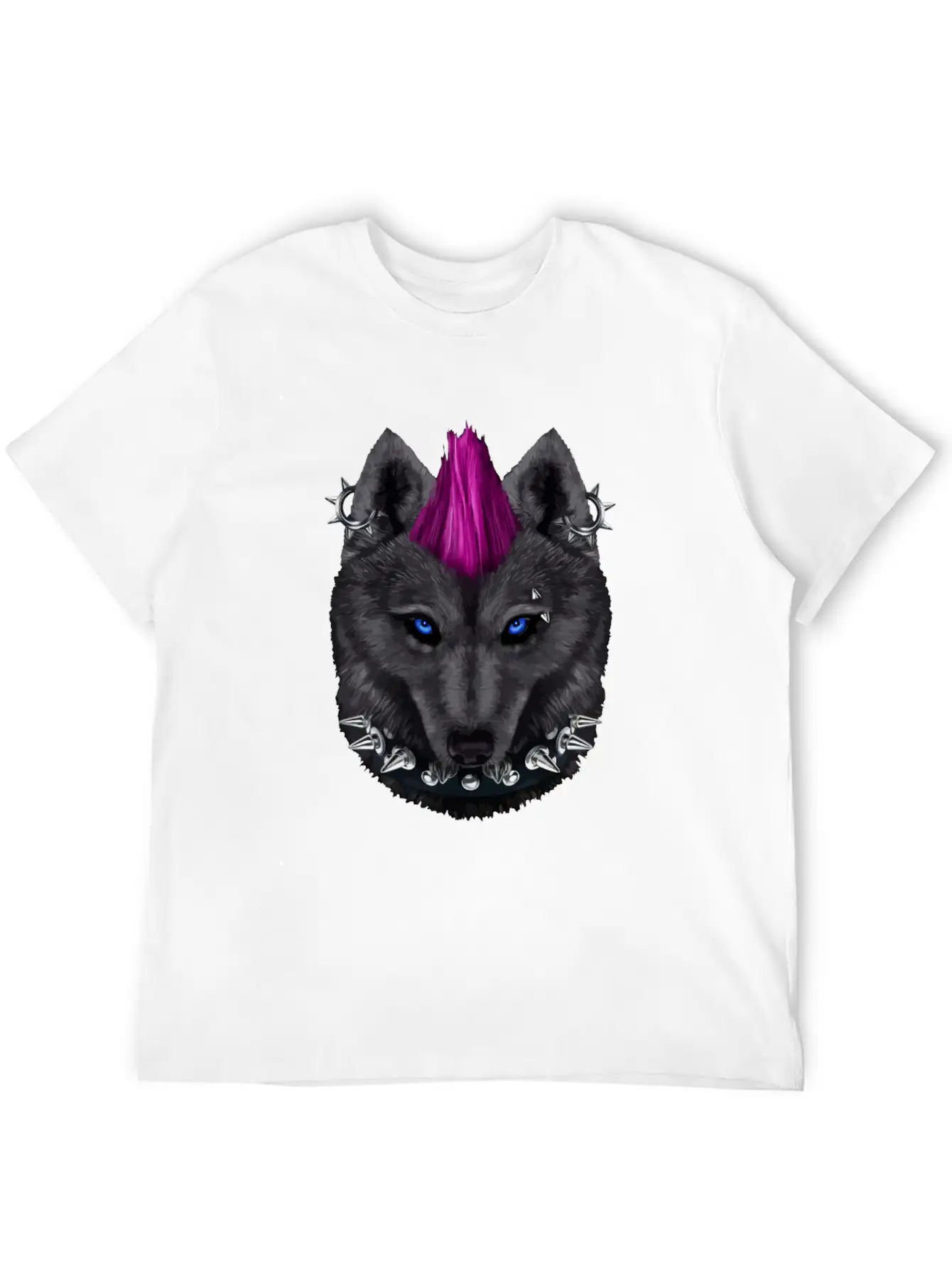Punk Rock Black Wolf With Mohawk And Heavy Metal M Timeless Short Sleeve Tee – Comfy And Minimalist Design