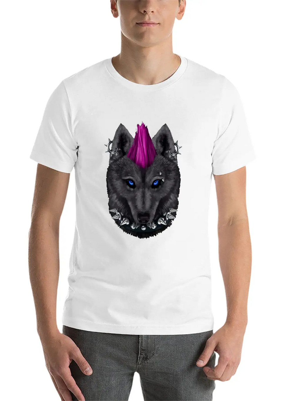 Punk Rock Black Wolf With Mohawk And Heavy Metal M Timeless Short Sleeve Tee – Comfy And Minimalist Design