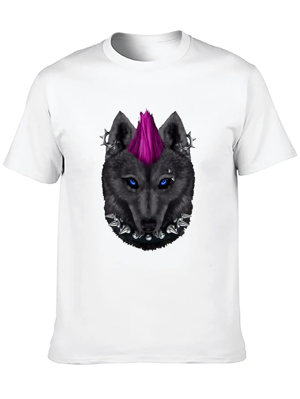 Punk Rock Black Wolf With Mohawk And Heavy Metal M Timeless Short Sleeve Tee – Comfy And Minimalist Design