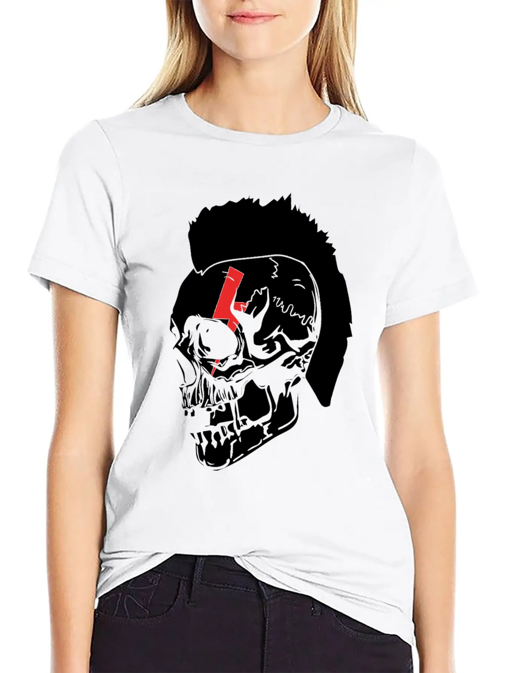 Punk Rock Lightning Skull Mohawk Product Relaxed Everyday Tee – Lightweight And Durable Cotton